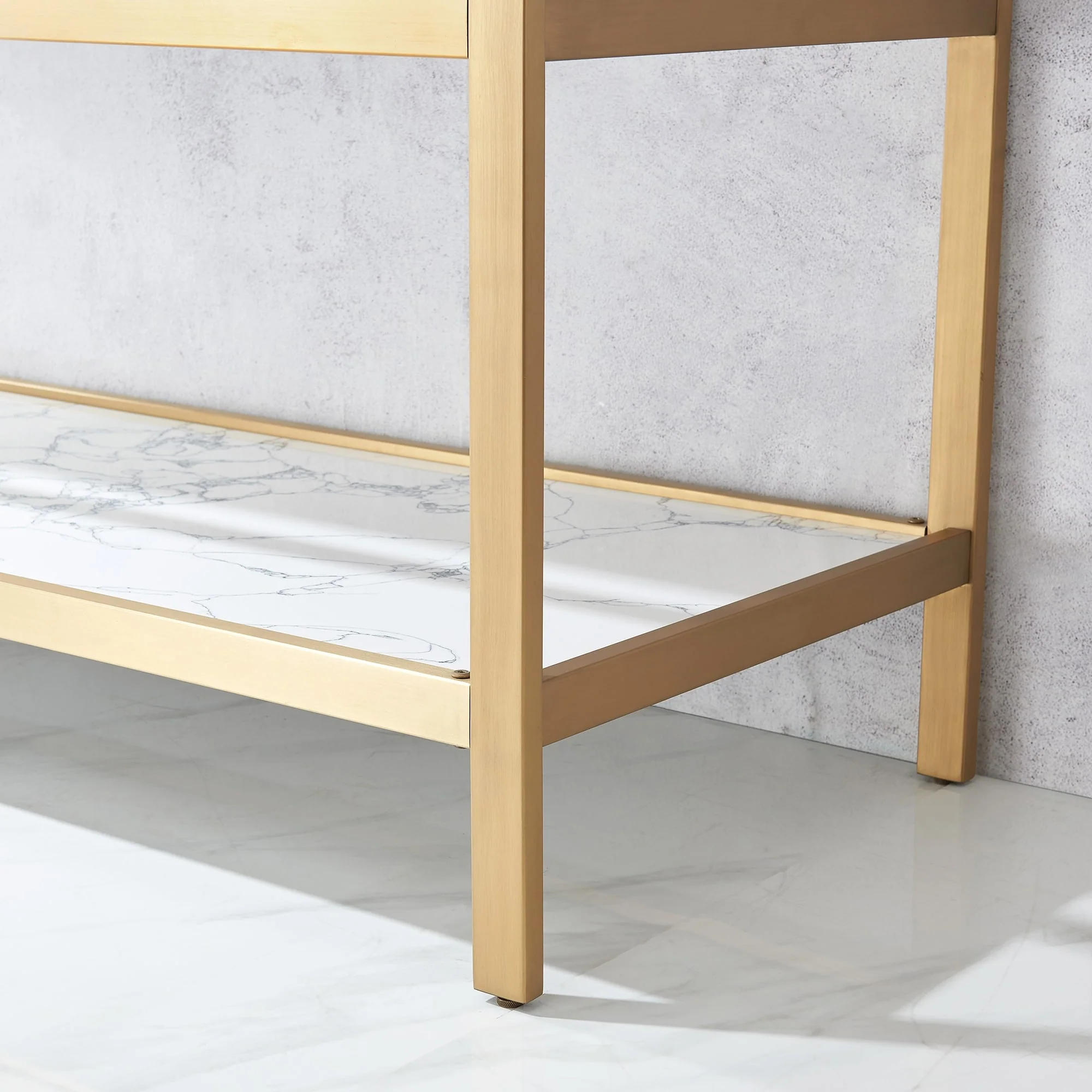 Ecija Bath Vanity, Metal Support with Composite Stone Top, no Mirror