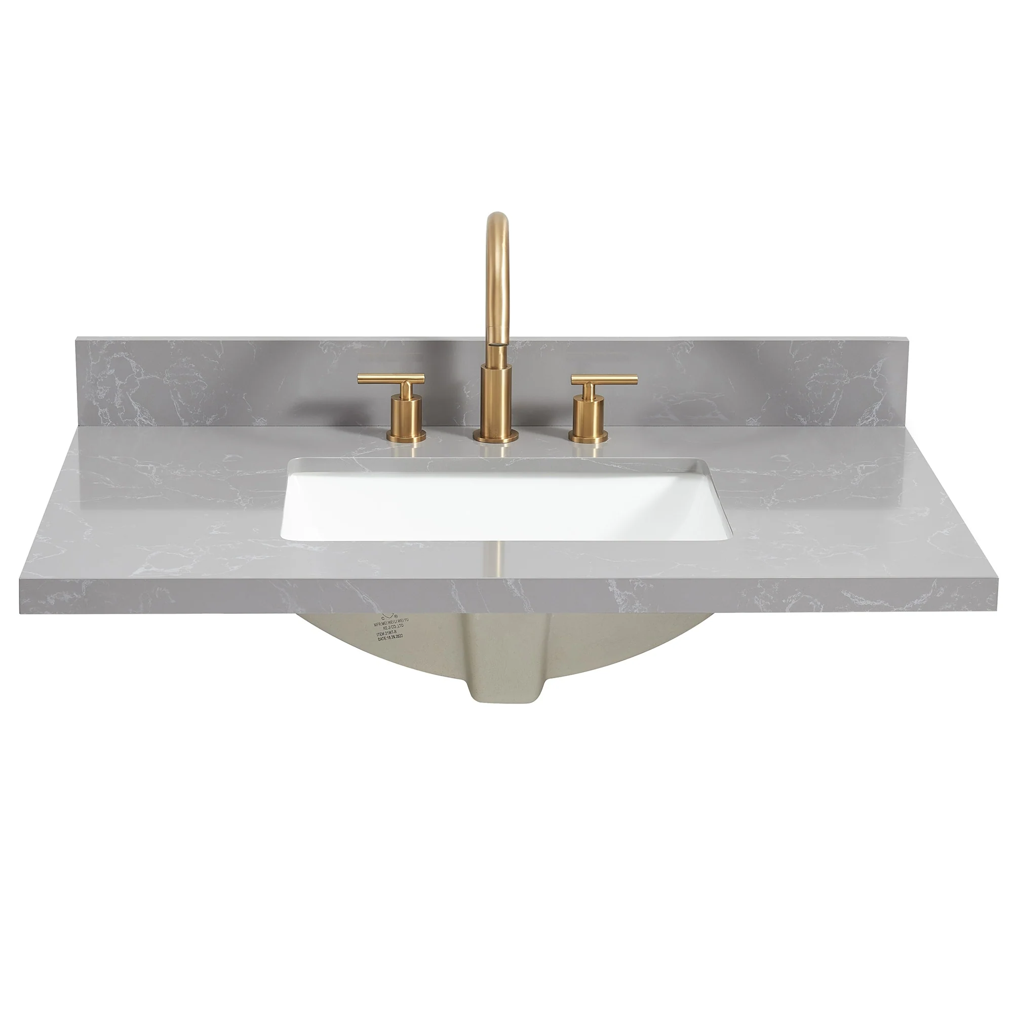 Jaen Composite Stone Vanity Top with White Rectangular Sink