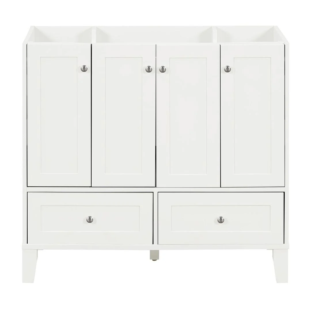 36'' Bathroom Vanity with Sink Set, Solid Wood Frame Bathroom Storage Cabinet, Freestanding Vanity Set