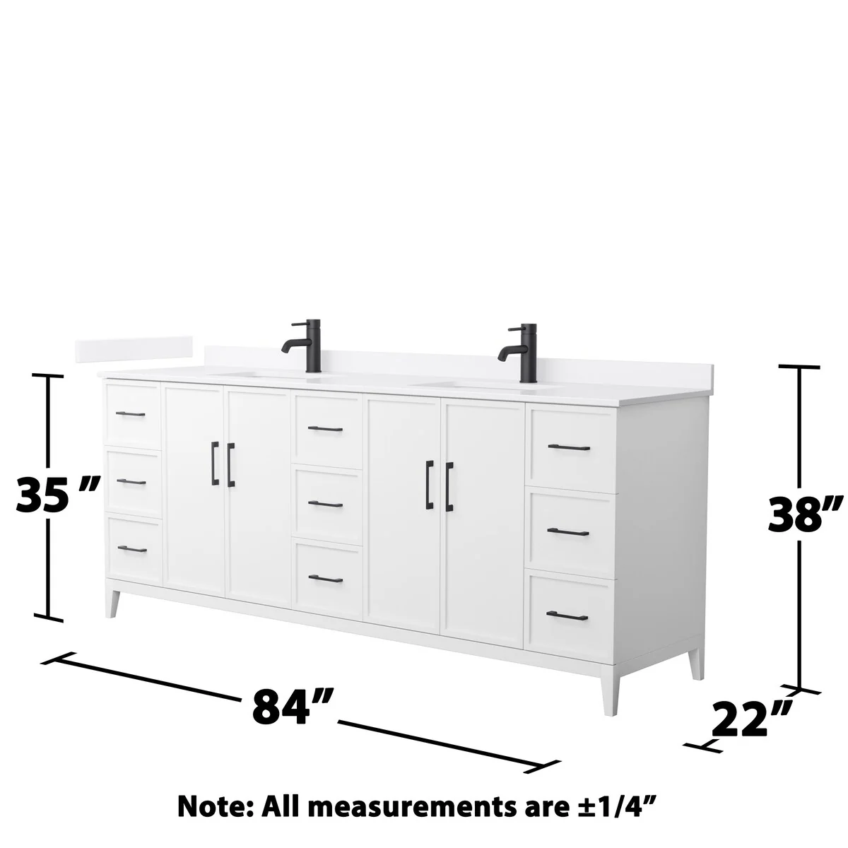 Elan 84-inch Double Vanity, Single Hole Quartz Top