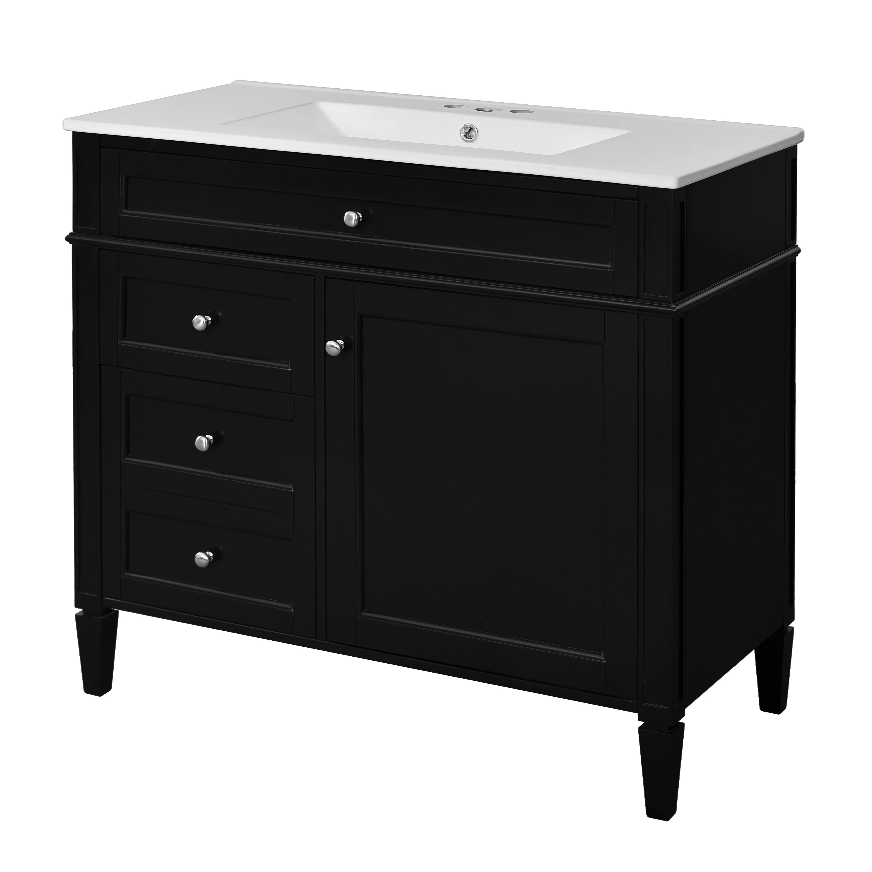 Bathroom Vanity with Single Sink, Bathroom Vanities with 2 Drawers, Bathroom Storage Cabinet with 1 Tip-Out Drawer and 1 Door