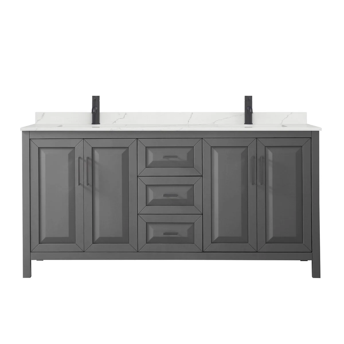 Daria 72-inch Double Vanity, Single Hole Quartz Top