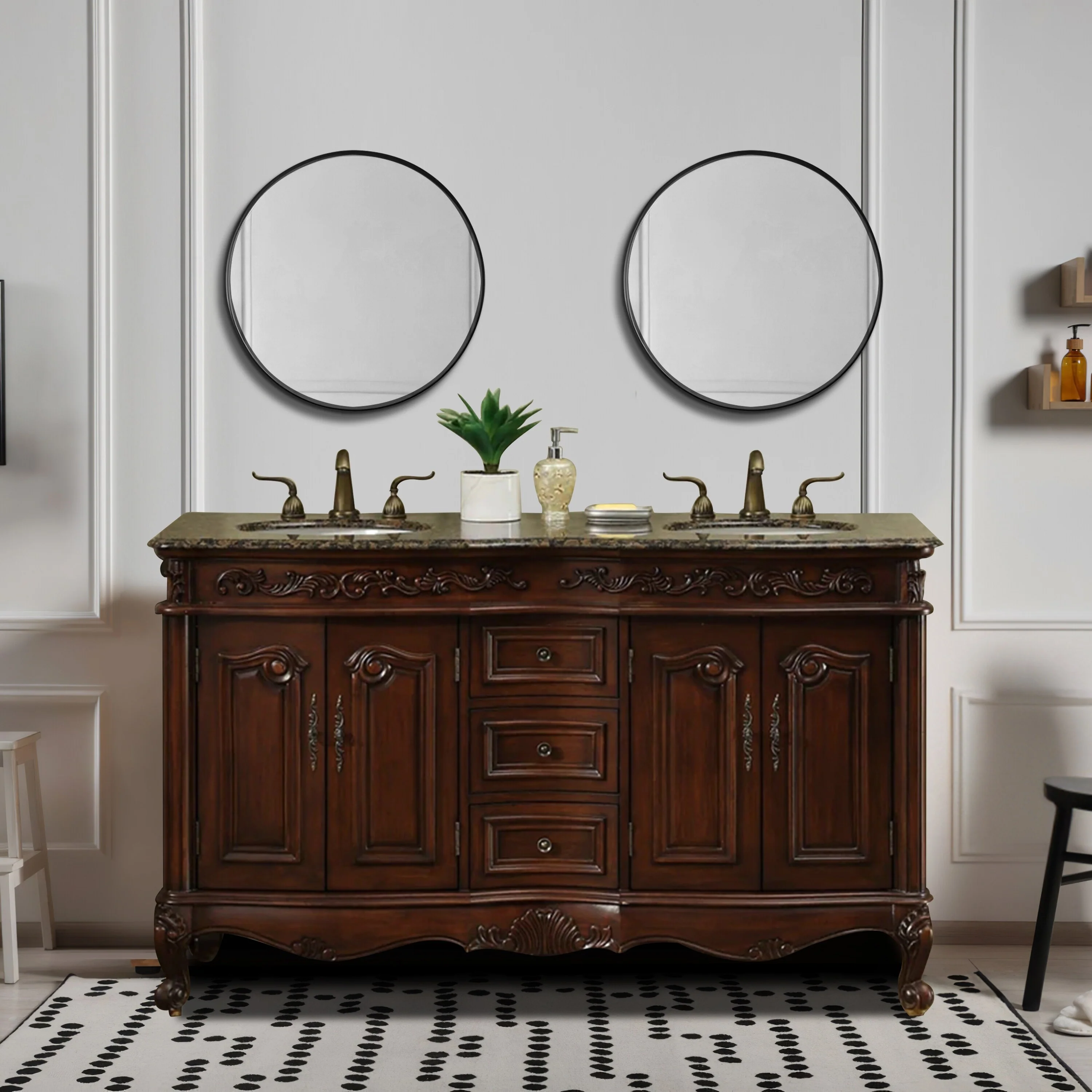Stufurhome 60 inch Amelia Double Sink Bathroom Vanity