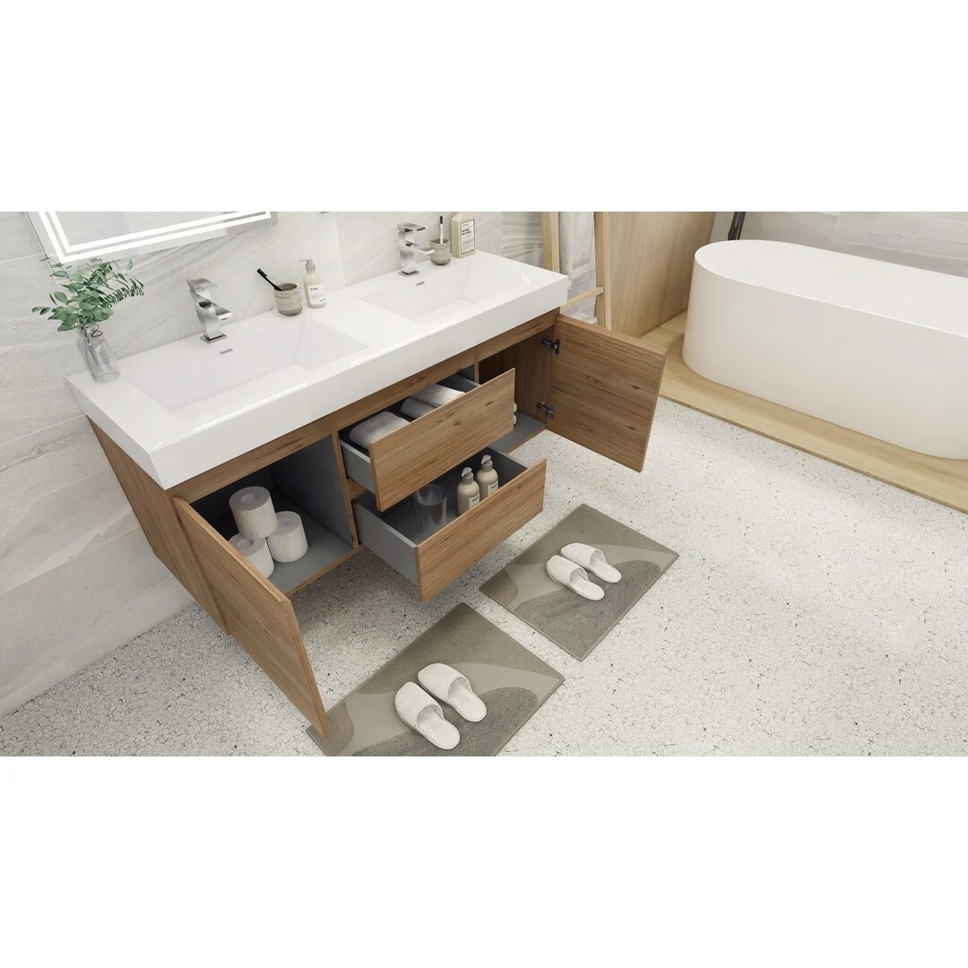 Baillie 60'' Wall-Mounted Vanity with Double Reinforced Acrylic Sink