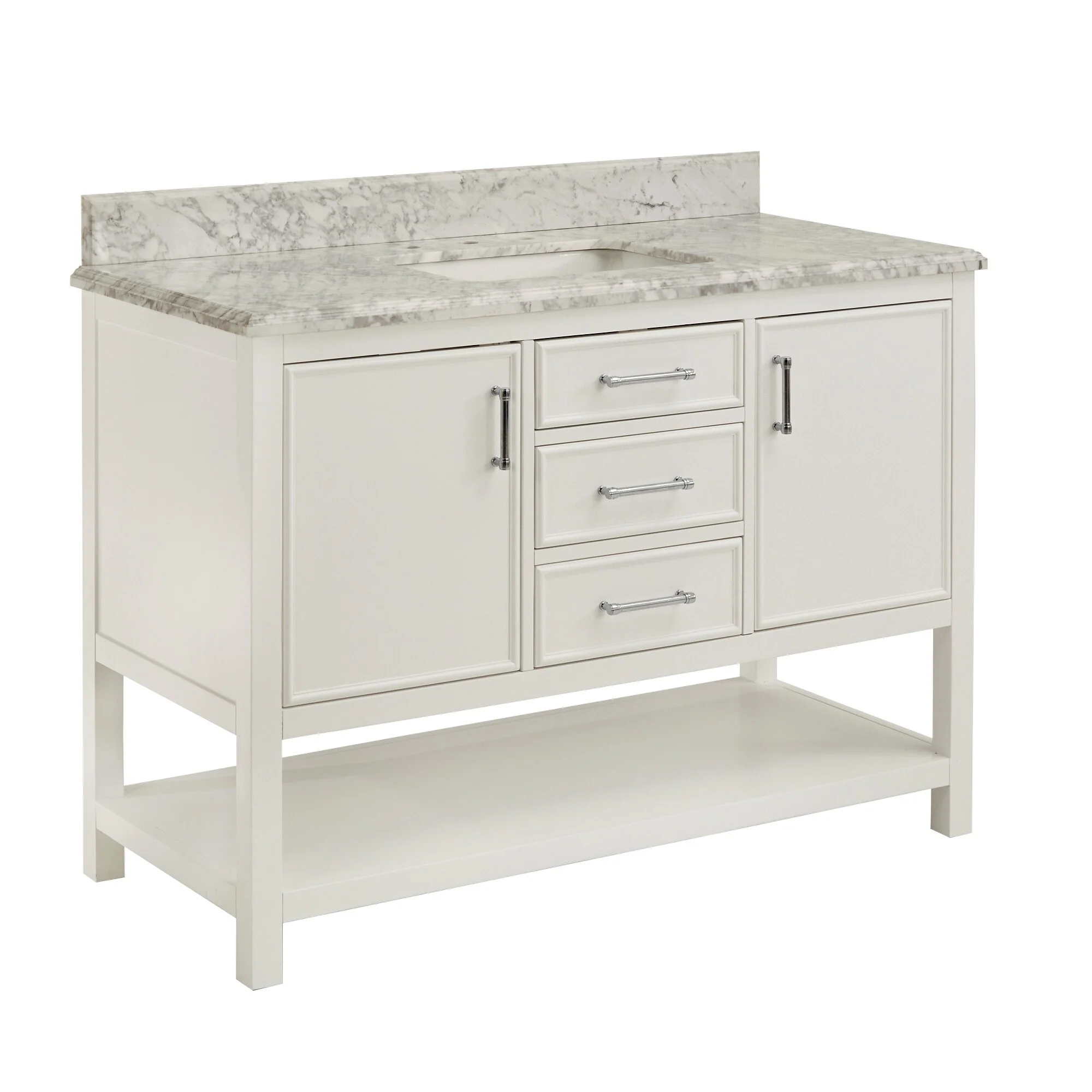 Lilleham Bathroom Sink Vanity with White Marble Veneer Stone Top by iNSPIRE Q Classic