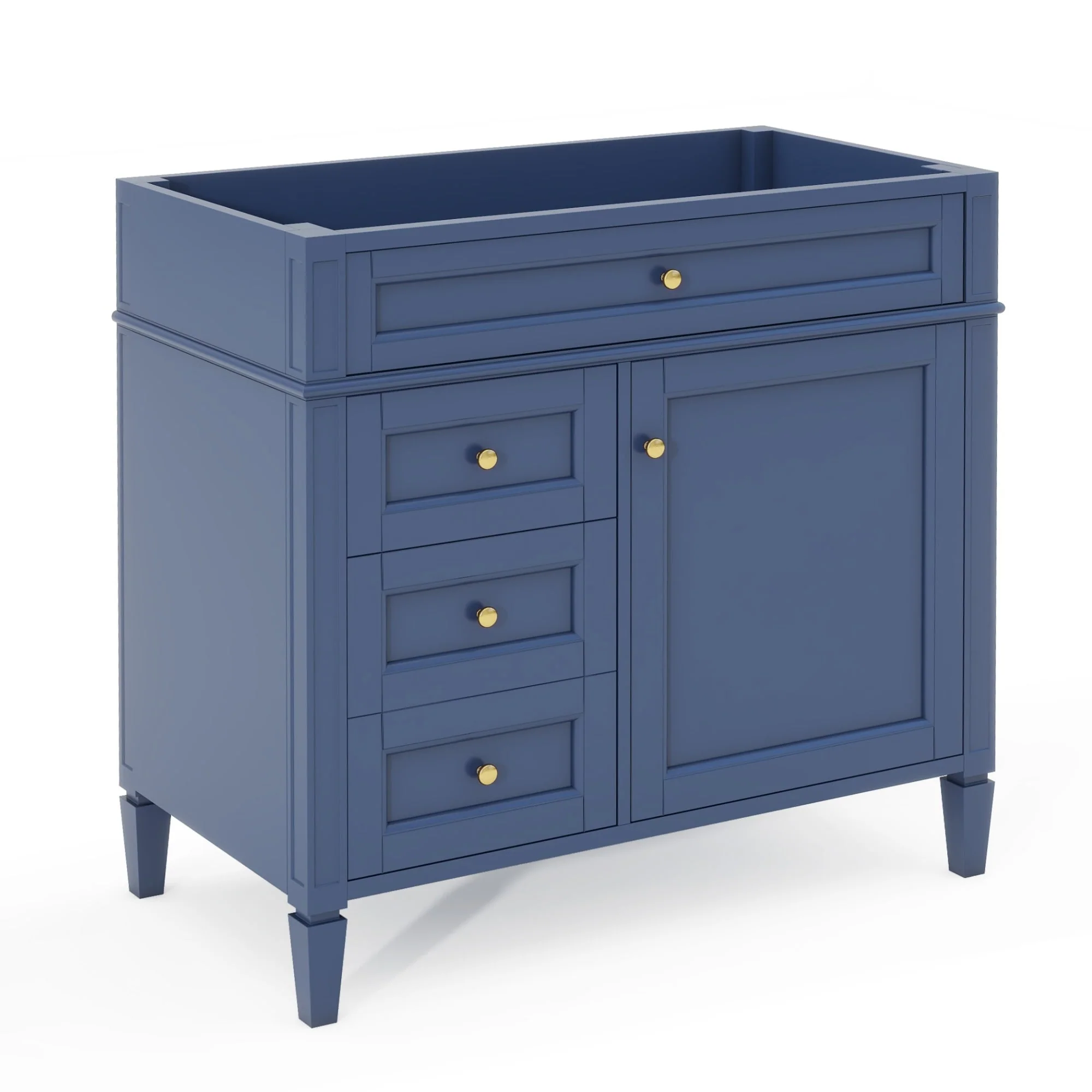 36'' Bathroom Vanity without Top Sink, Modern Bathroom Storage Cabinet with 2 Drawers and a Tip-out Drawer, Solid Wood Frame