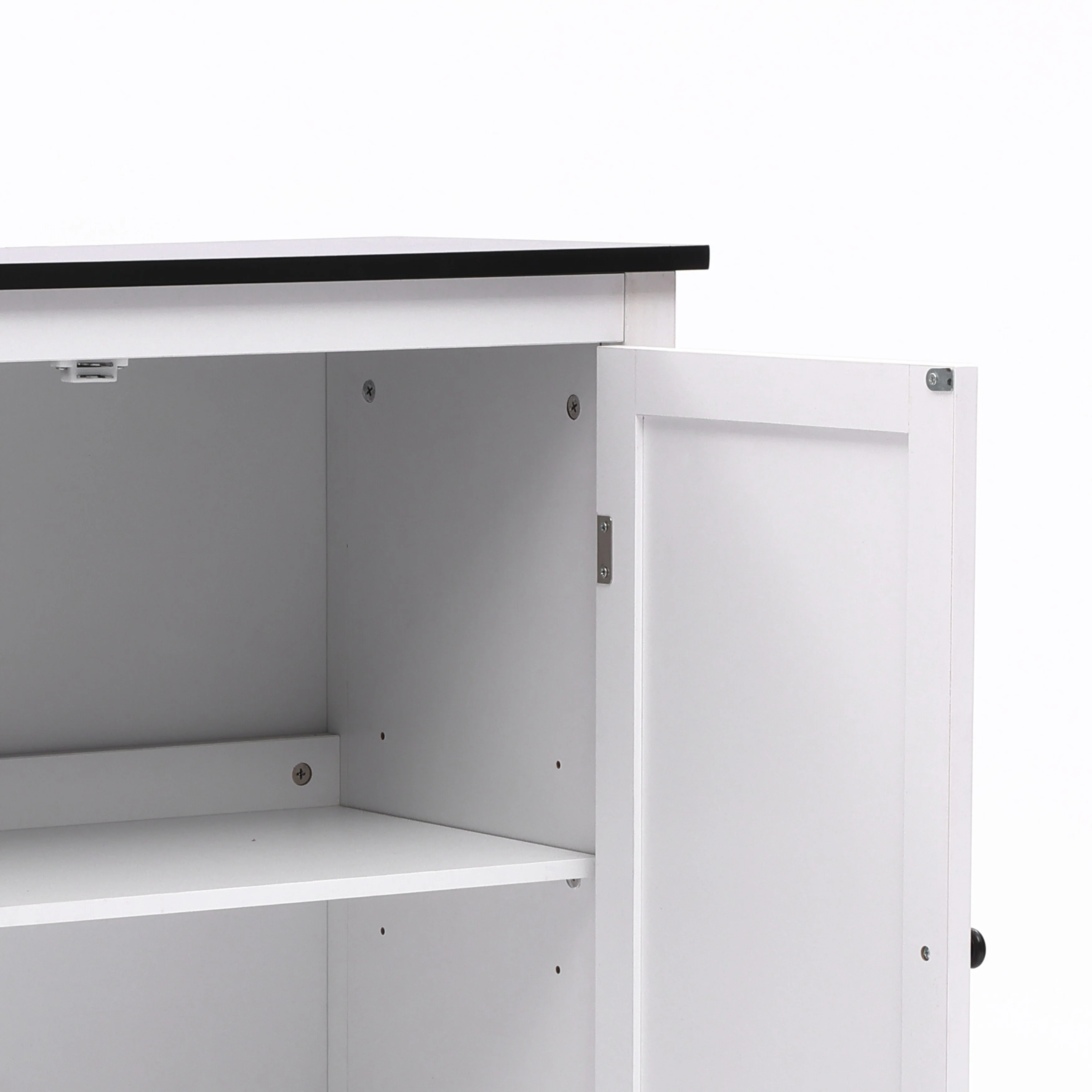 White MDF Wood 2-Door Bathroom Storage Cabinet with an Adjustable Shelf - 32.3