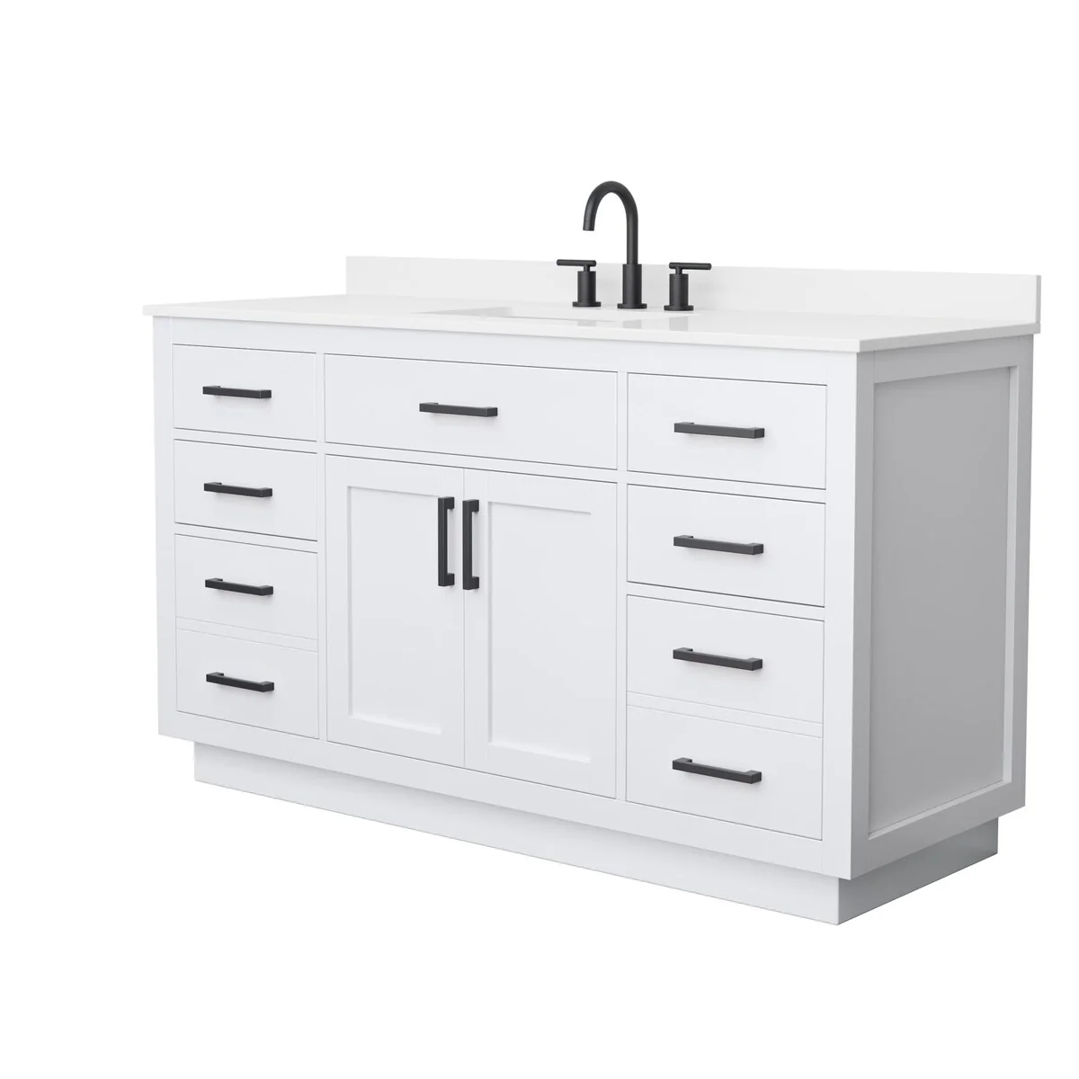 Beckett TK 60-inch Single Vanity, 3 Hole Quartz Top