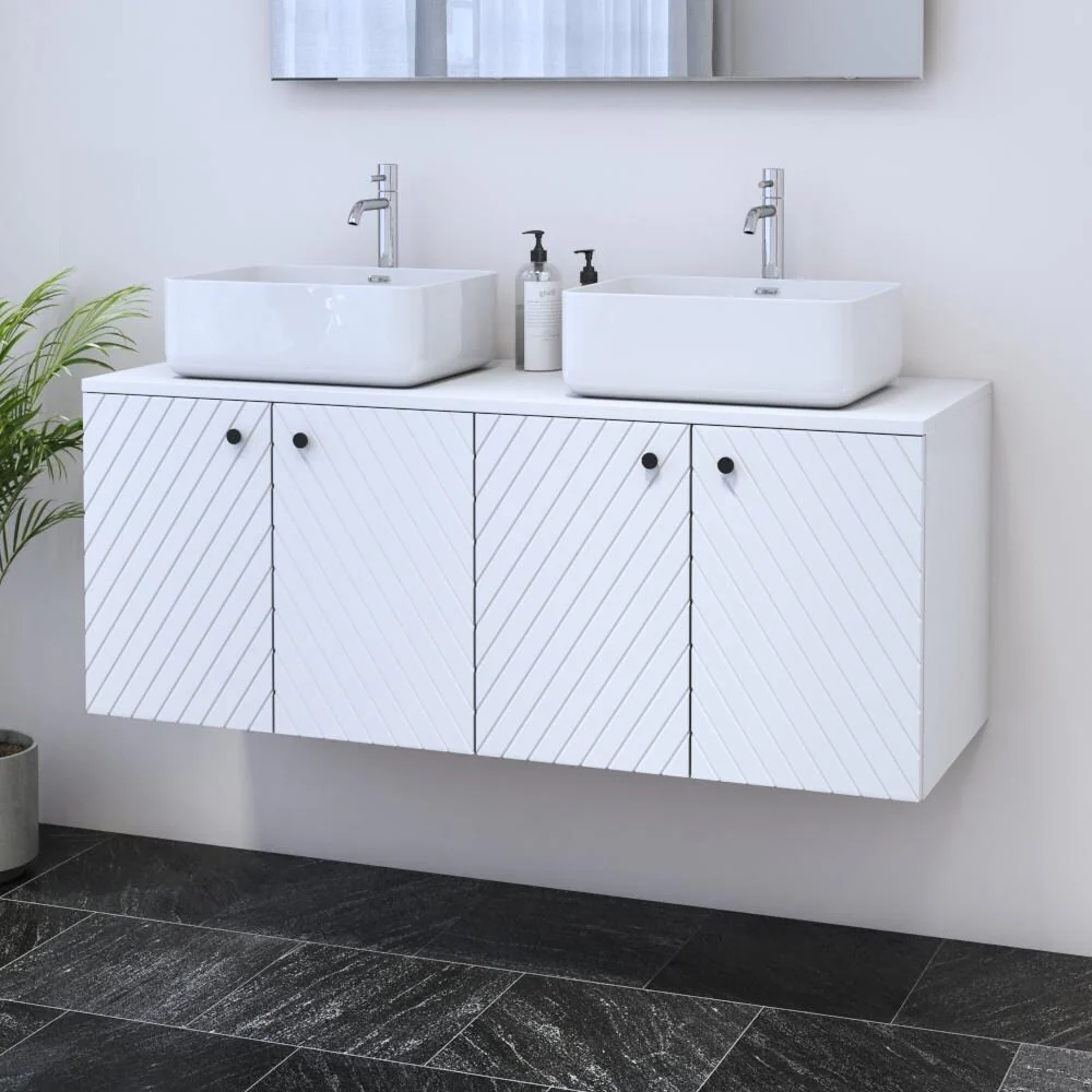 Avela 4D 120 Double Sink Floating Bathroom Vanity (48