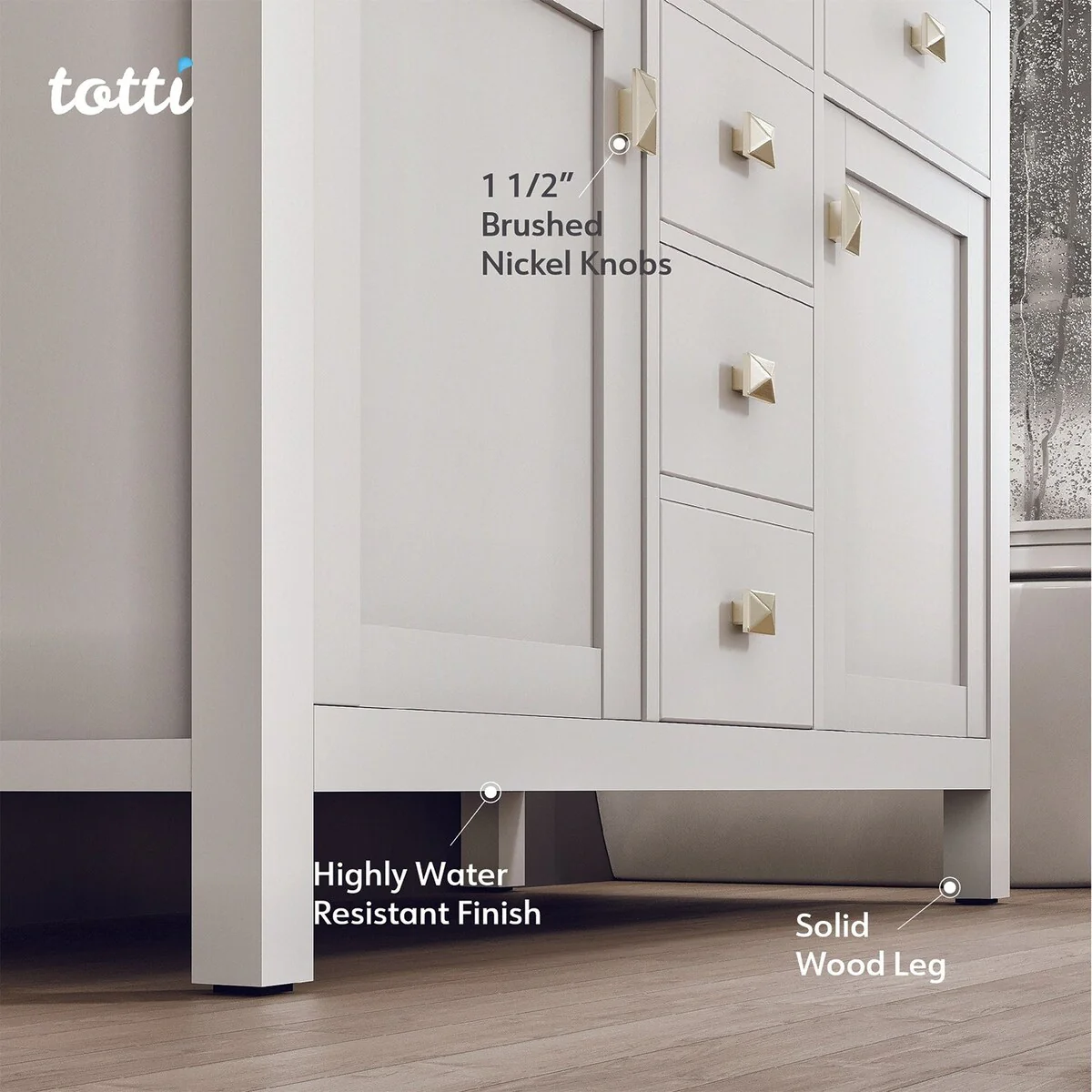 Totti Artemis 48-inch White Transitional Double Sink Bathroom Vanity