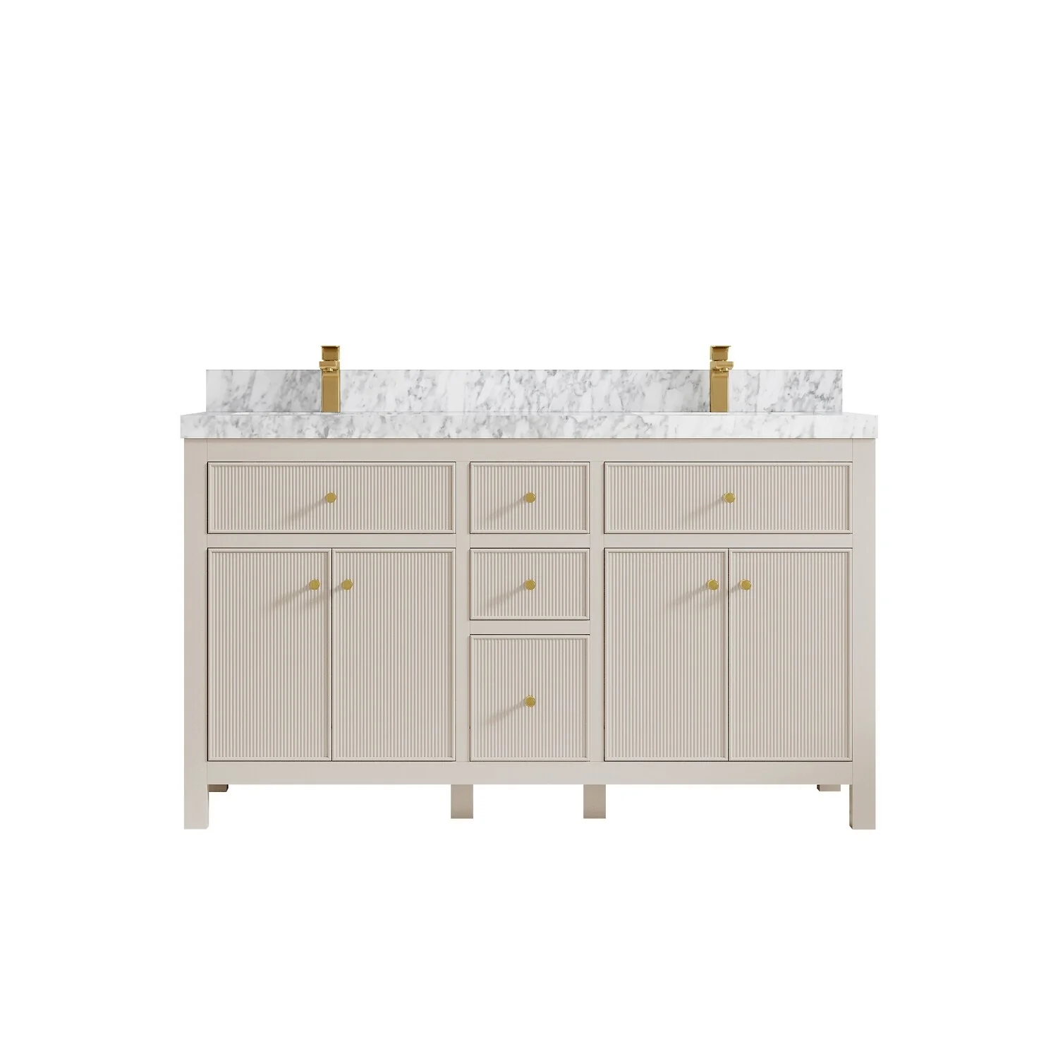 Willow Collections 60 in. W x 22 in D. Sonoma Free Standing Reeded Double Sink Bathroom Vanity with Countertop