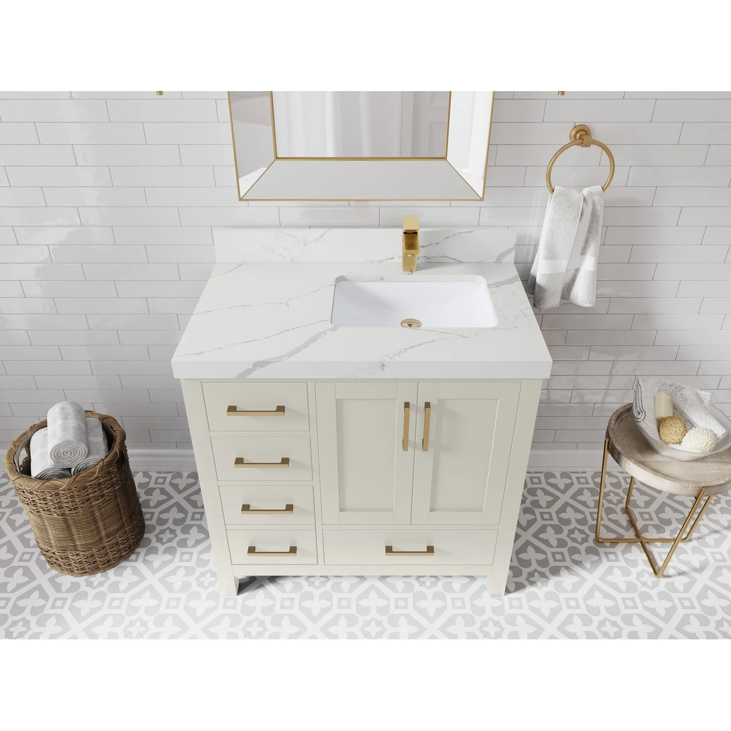 Willow Collections 36 in. W x 22 in. D Malibu Right Offset Sink Bathroom Vanity with Countertop