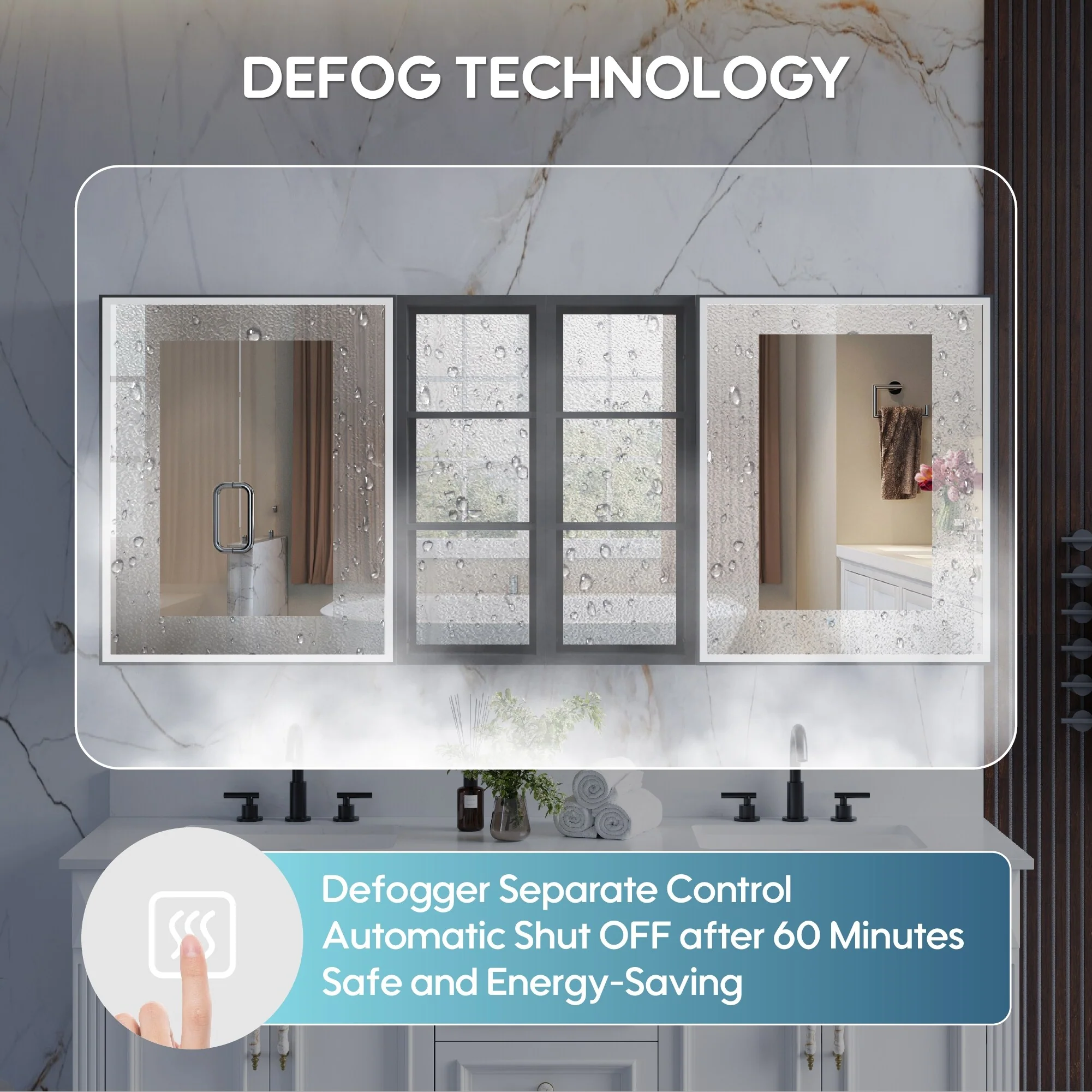 30 in. H Recessed or Surface Wall Mounted LED Mirror Cabinet With Black Side Cabinet