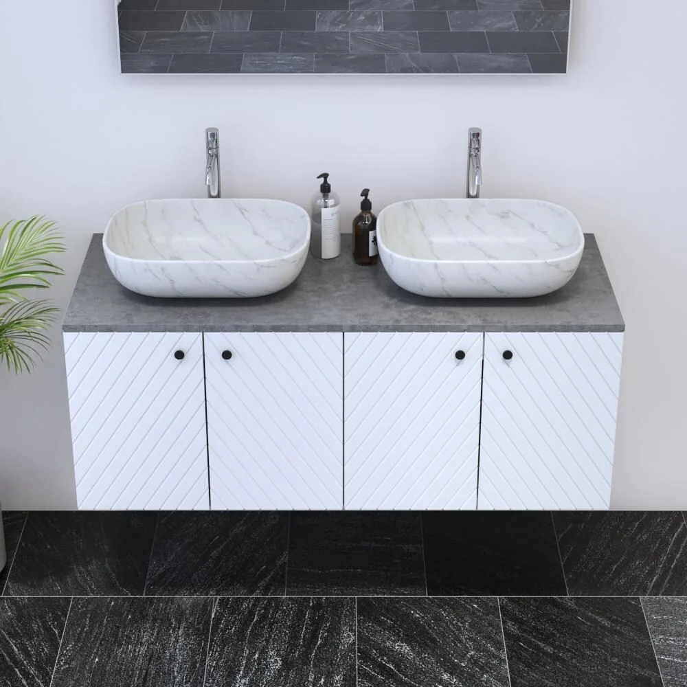 Avela 4D 120 Double Sink Floating Bathroom Vanity (48