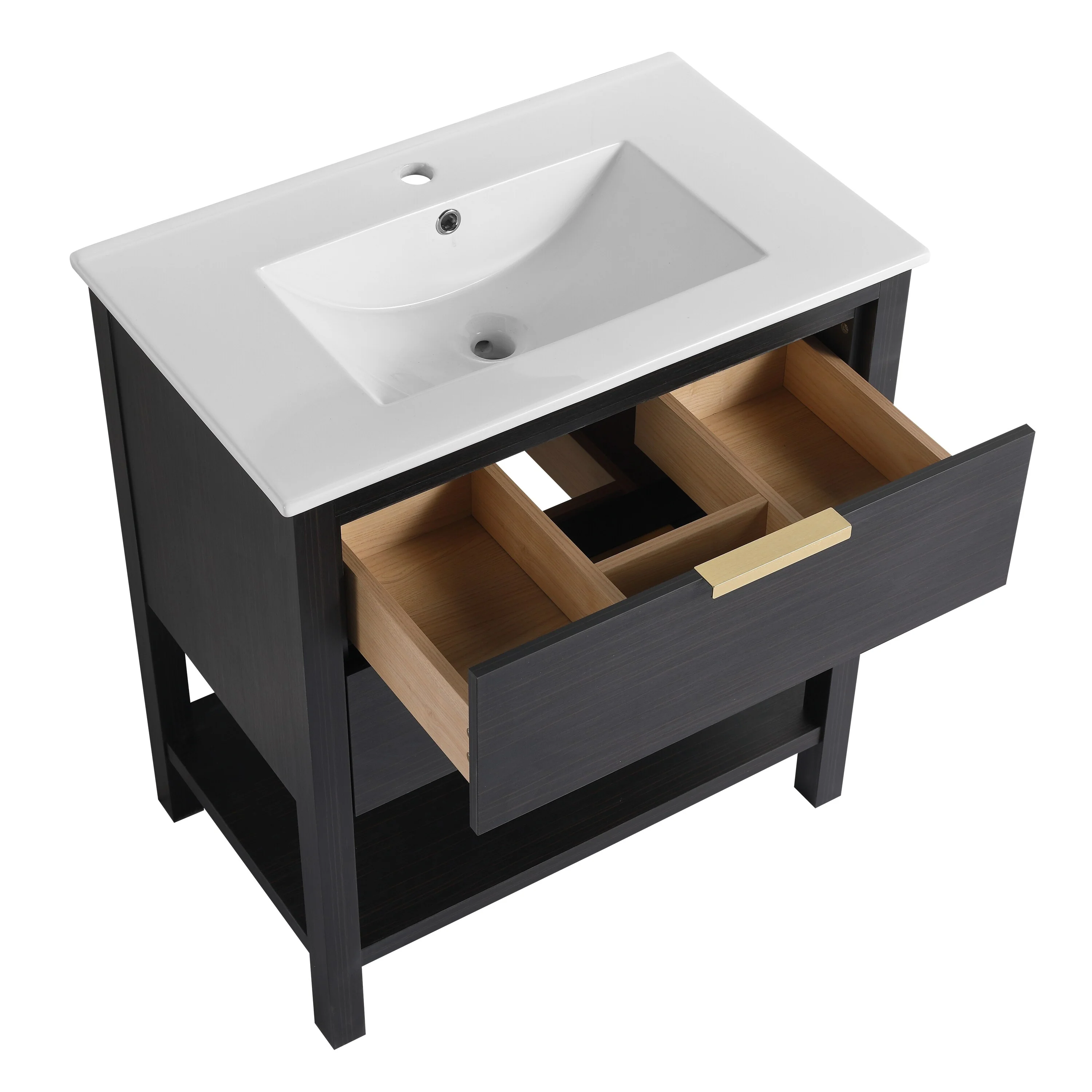BNK 30/36 Inch Bathroom Vanity With Single Sink,Modern Bathroom Vanities With Soft Close Drawer And Shelf