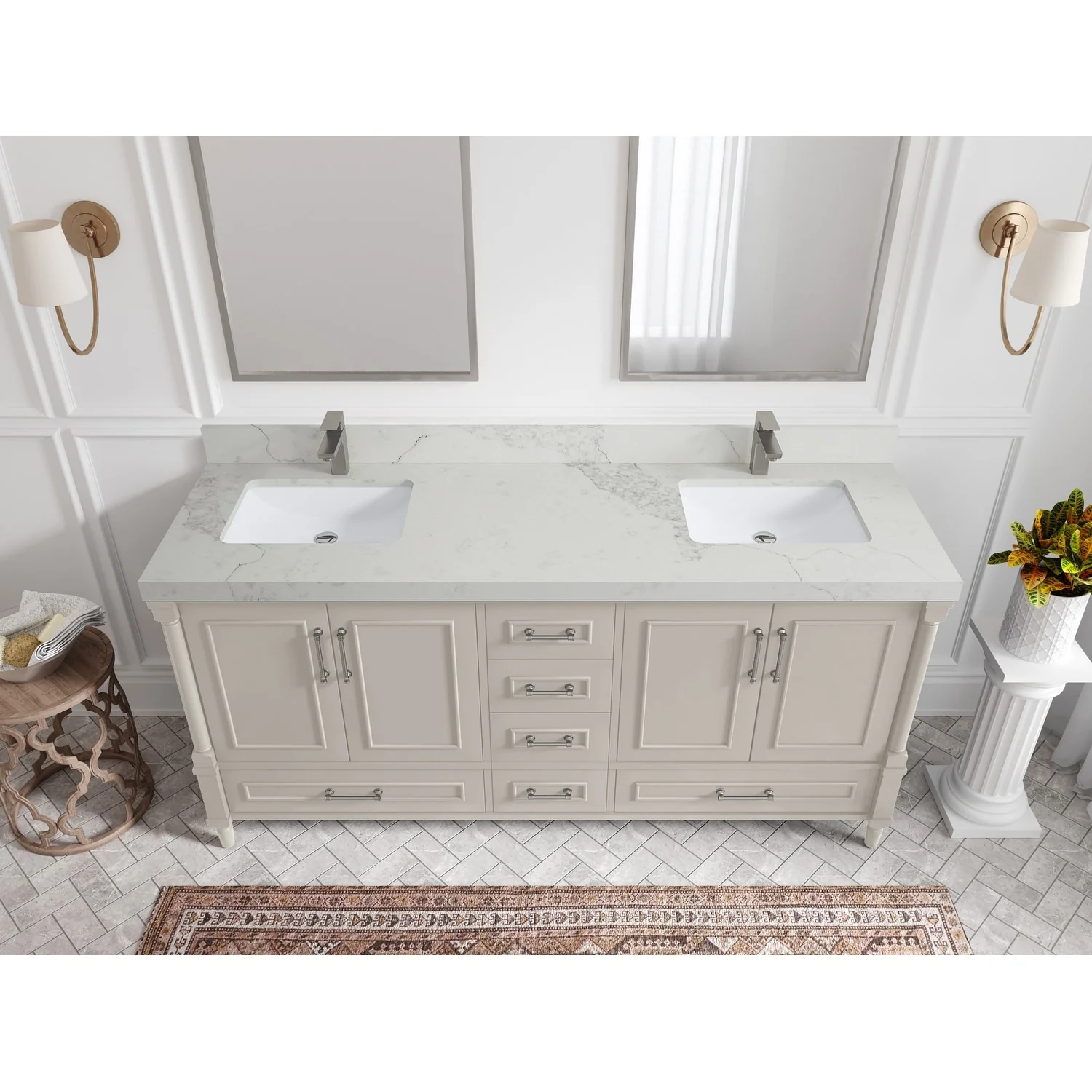 Willow Collections 72 in. W x 22 in. D Aberdeen Double Sink Bathroom Vanity with Countertops