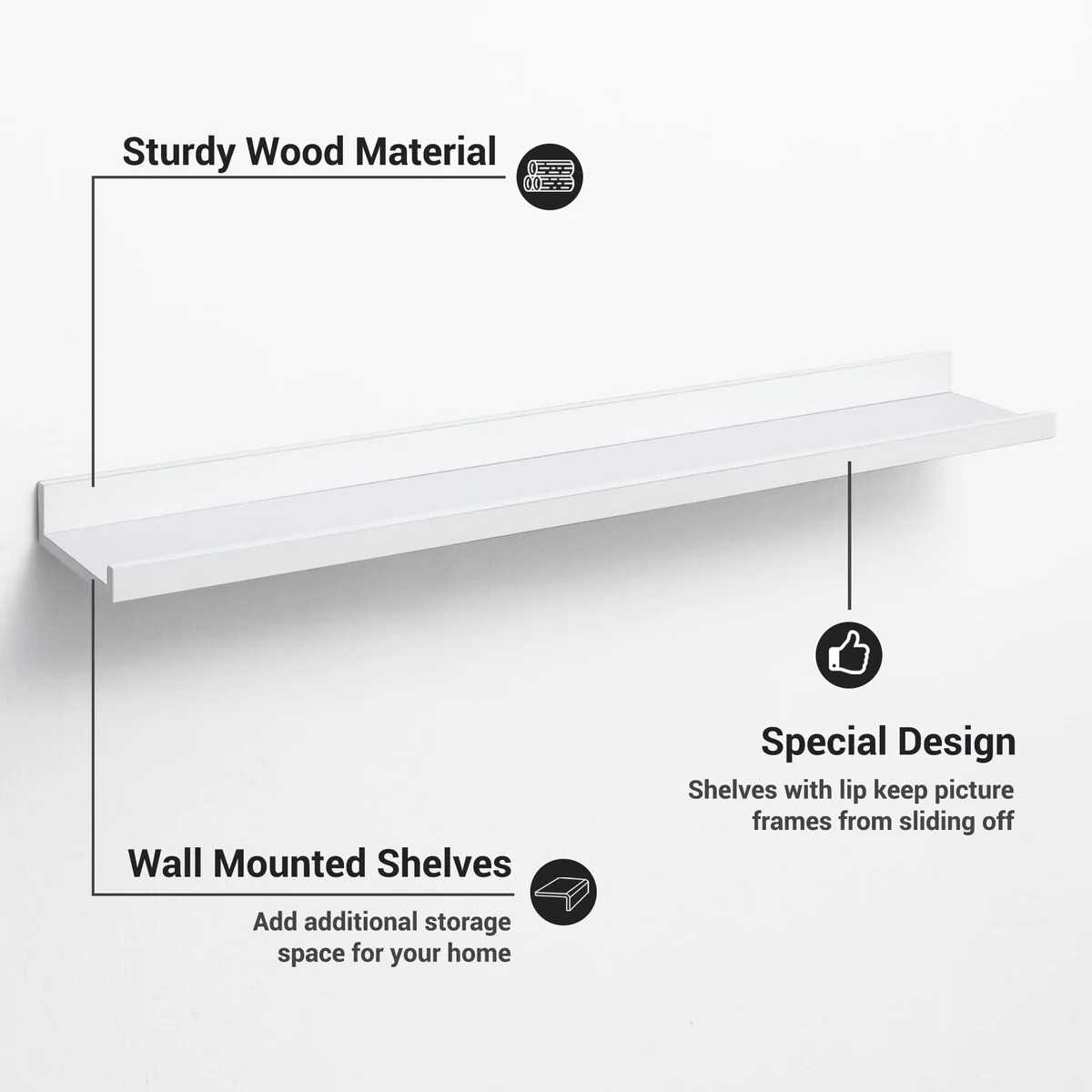 Picture Ledge Shelf, Floating Shelves Wall Mounted Set of 3