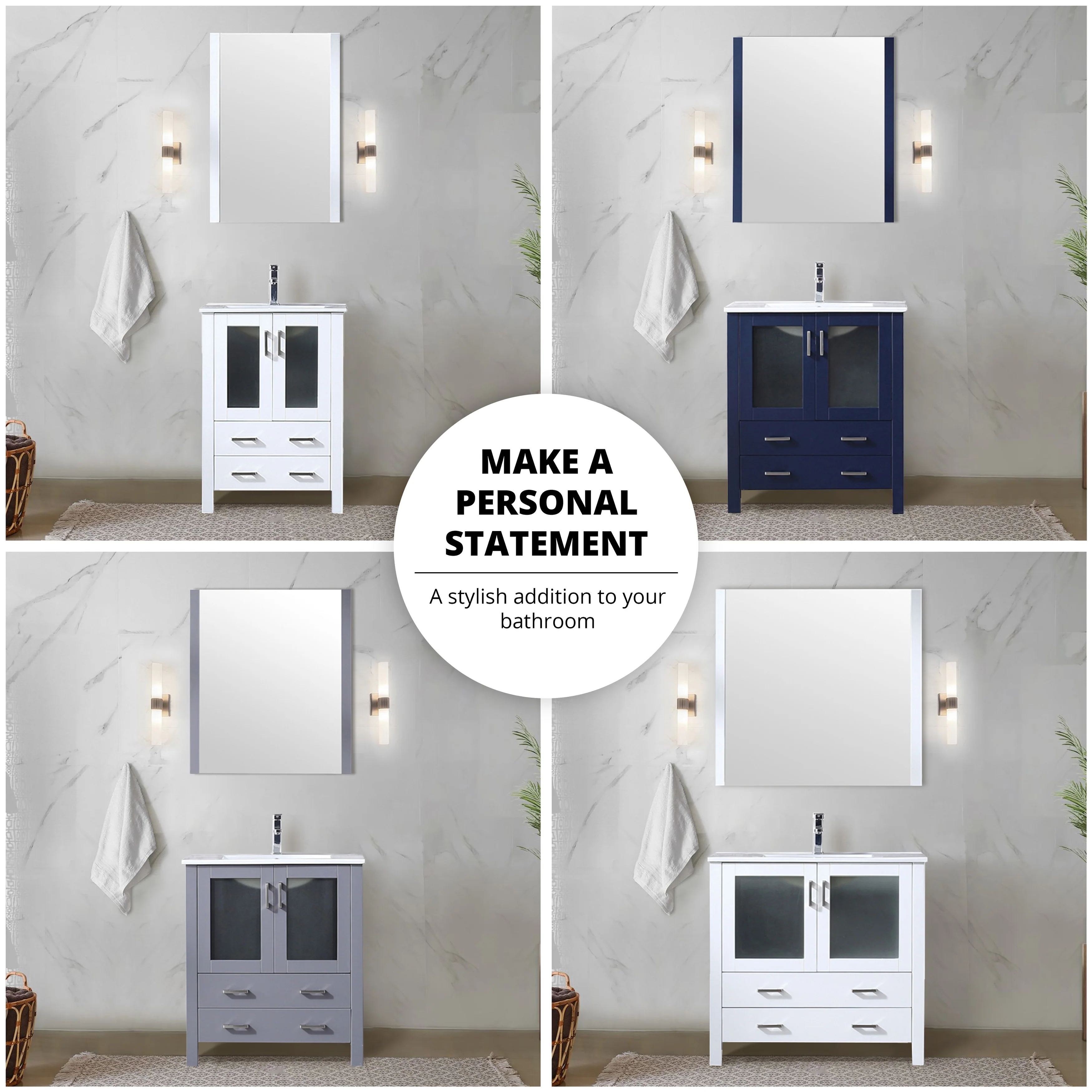 Volez Bath Vanity with Side Cabinet and Mirror