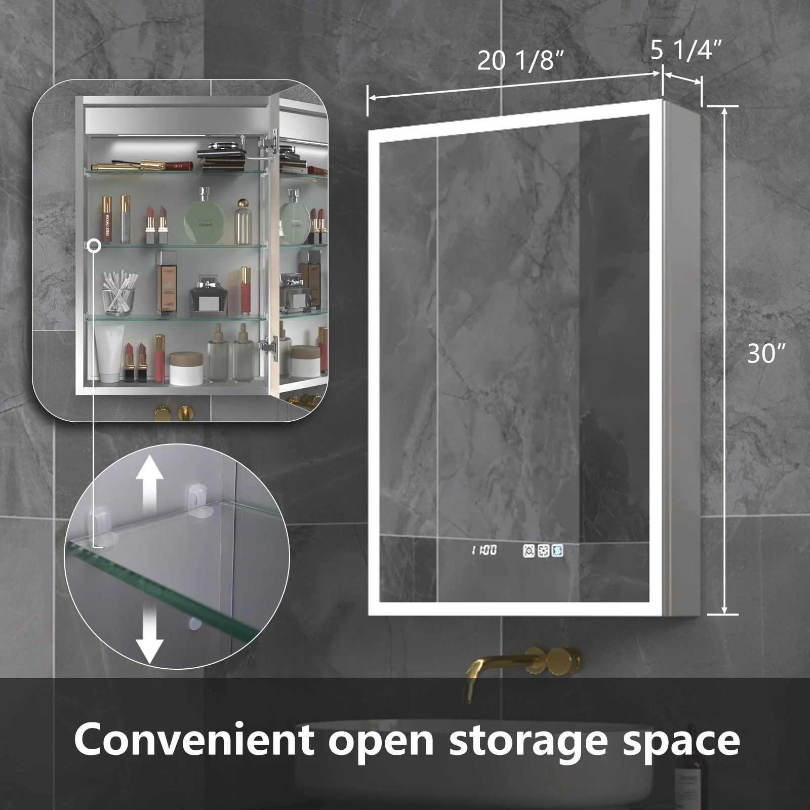 ExBrite Led Lighted Medicine Cabinet Recessed or Surface with Mirrors
