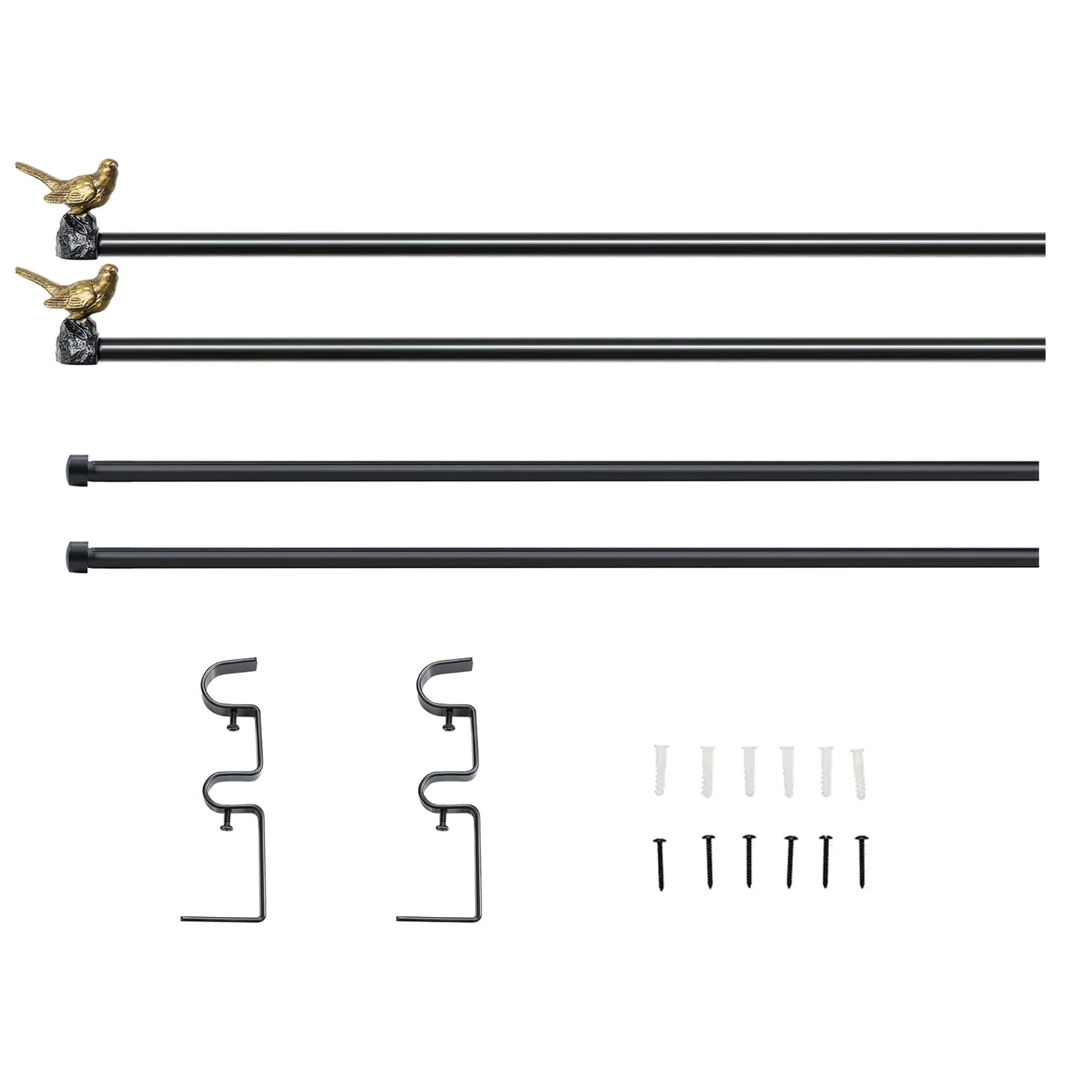 MERIVILLE 1-Inch Diameter Double Window Curtain Rod, Bird Finials