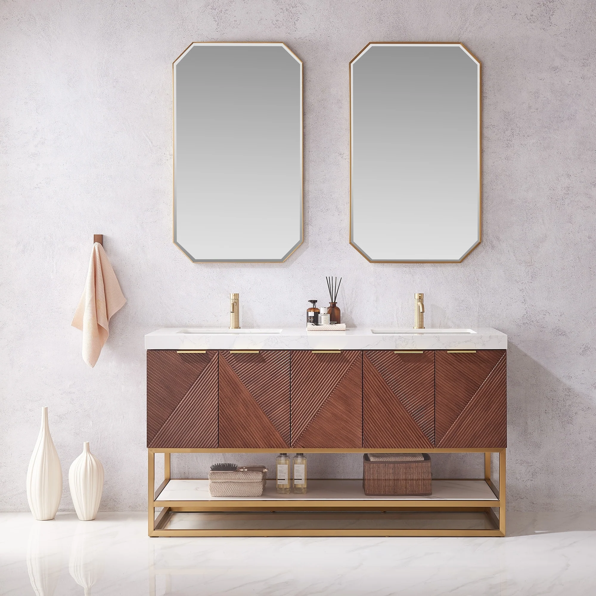 Mahon Double Bath Vanity with Composite Stone Top without Mirror