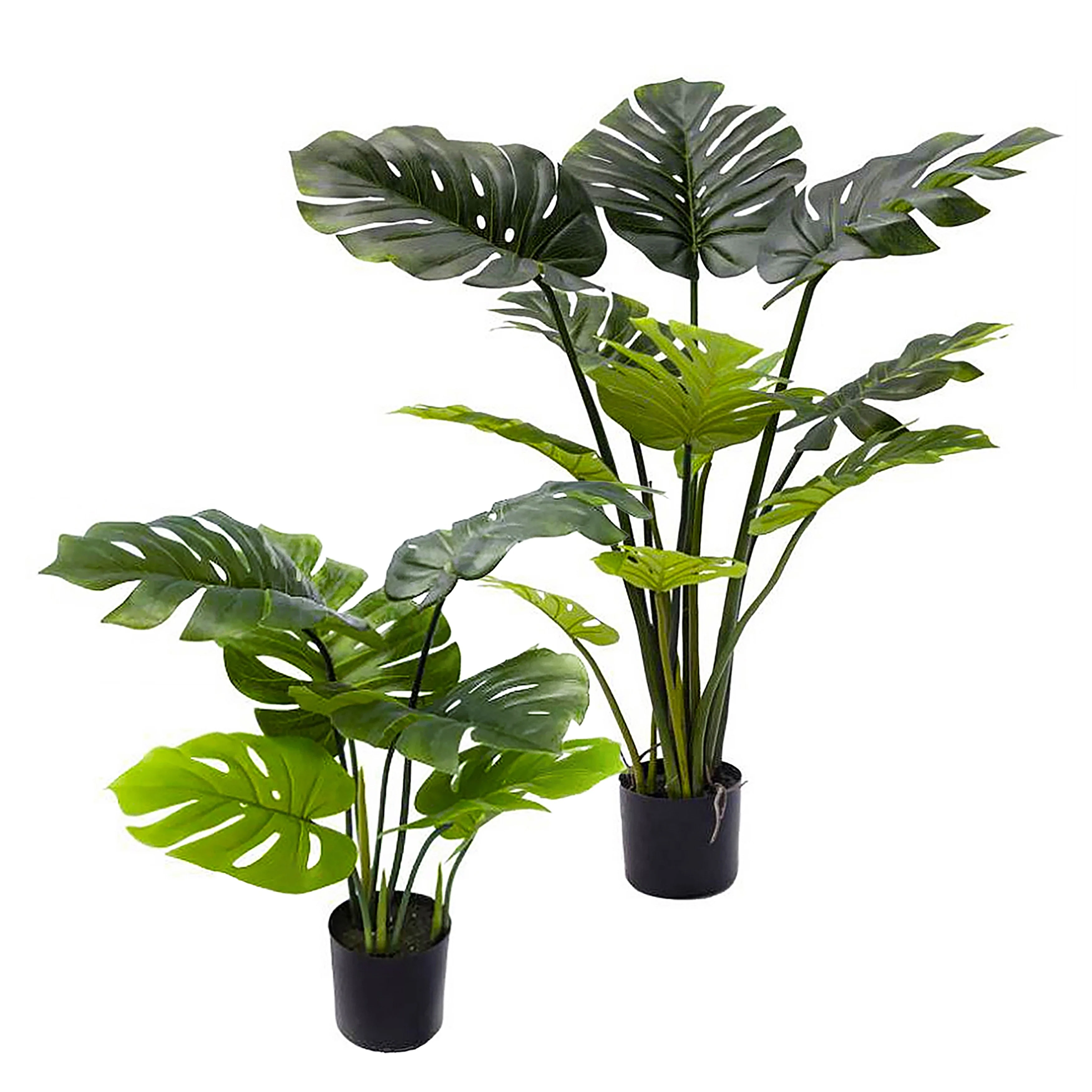 Artificial Split Leaf Philodendron Monstera Plant in Black Pot