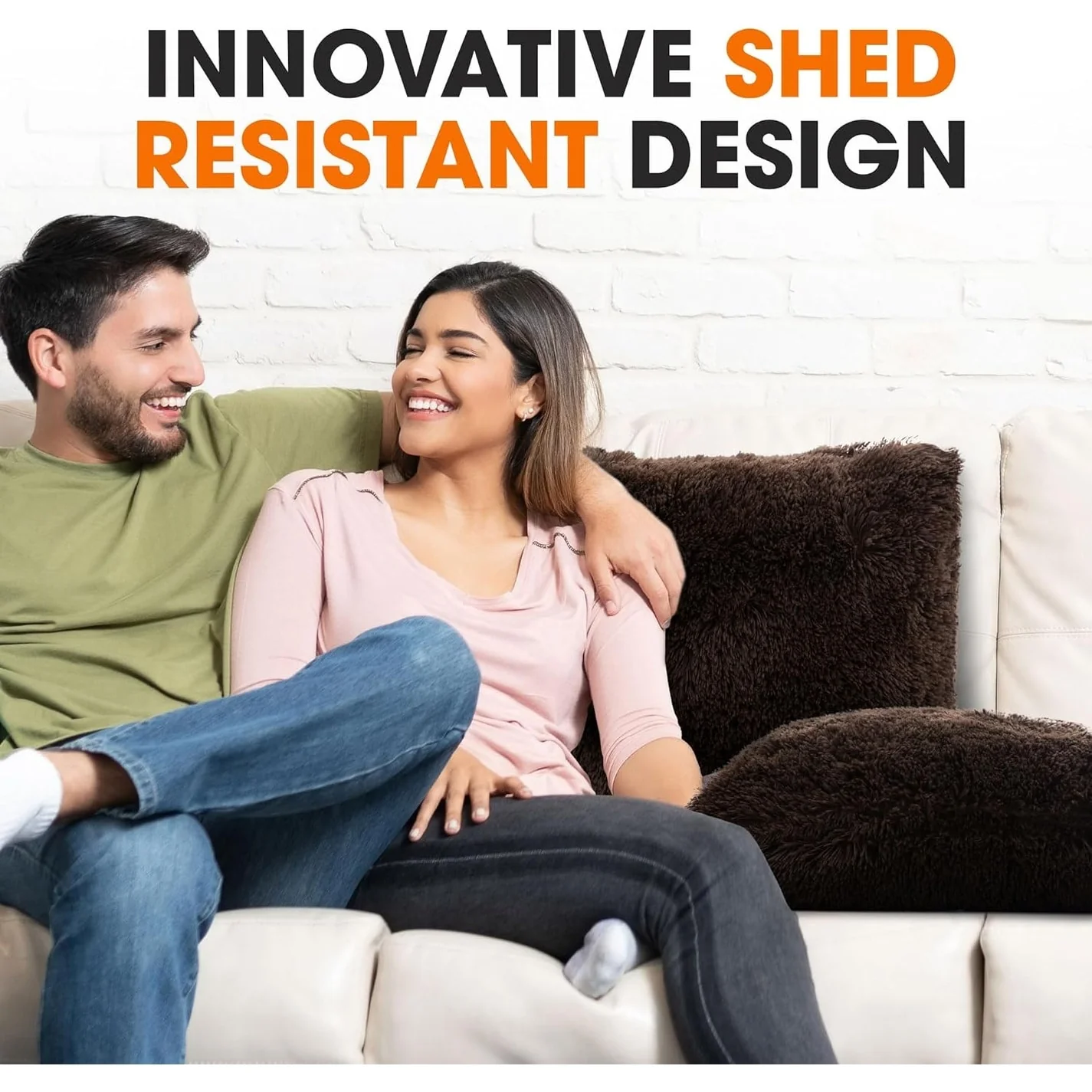 Cheer Collection Shaggy Long Hair Throw Pillows (Set of 2)