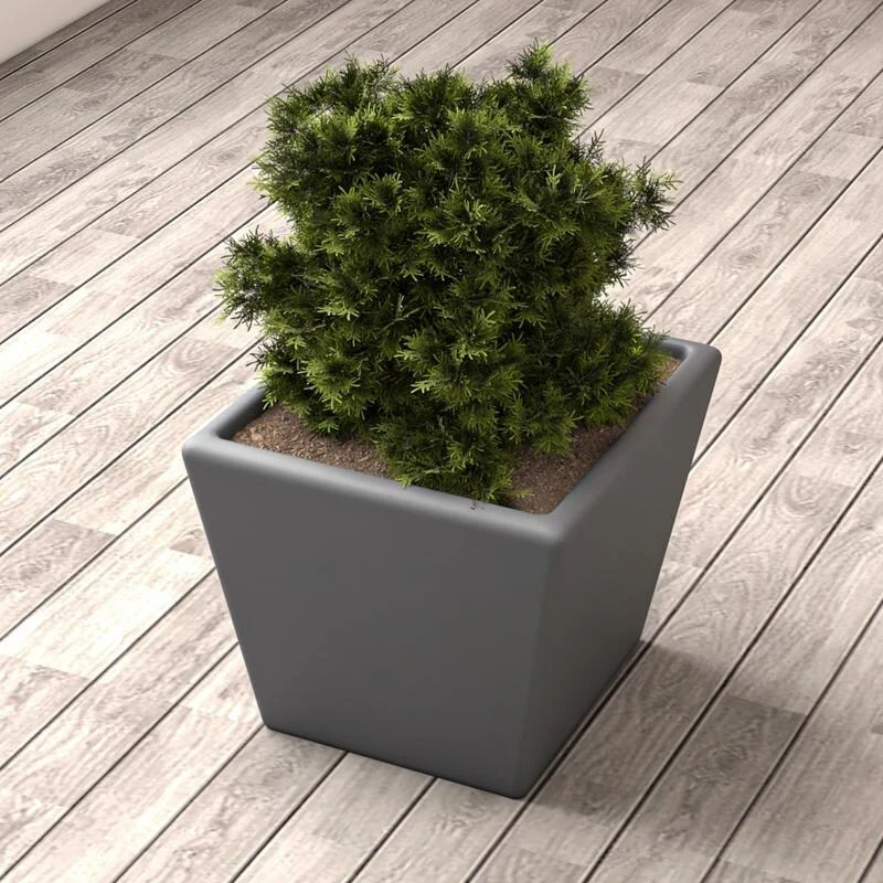 Blossom Fiberstone Tapered Square Planter, Modern Weather-Resistant Indoor/Outdoor Pot with Drainage by LeisureMod