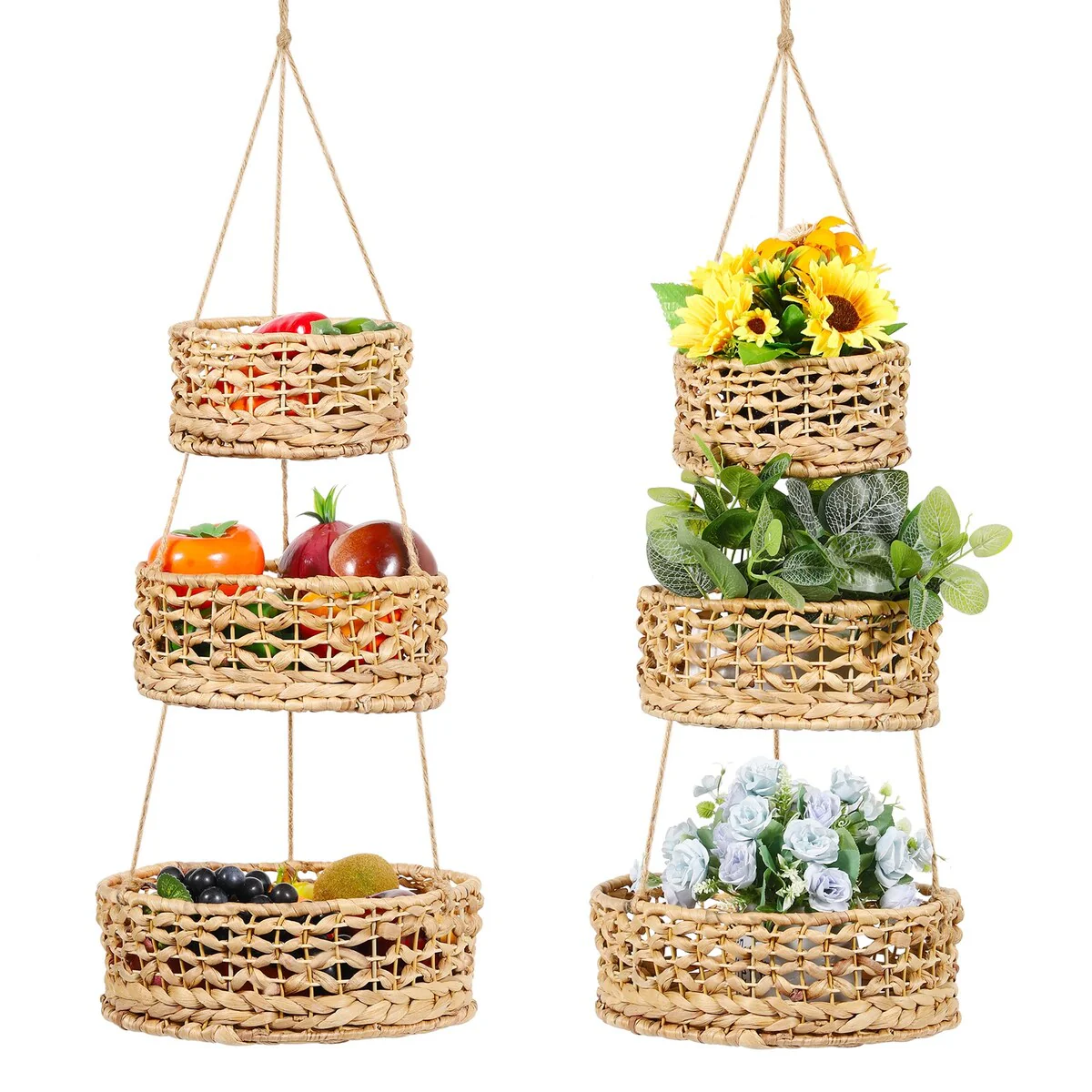 Natural Wicker Wove Hanging Vegetable Fruit Basket