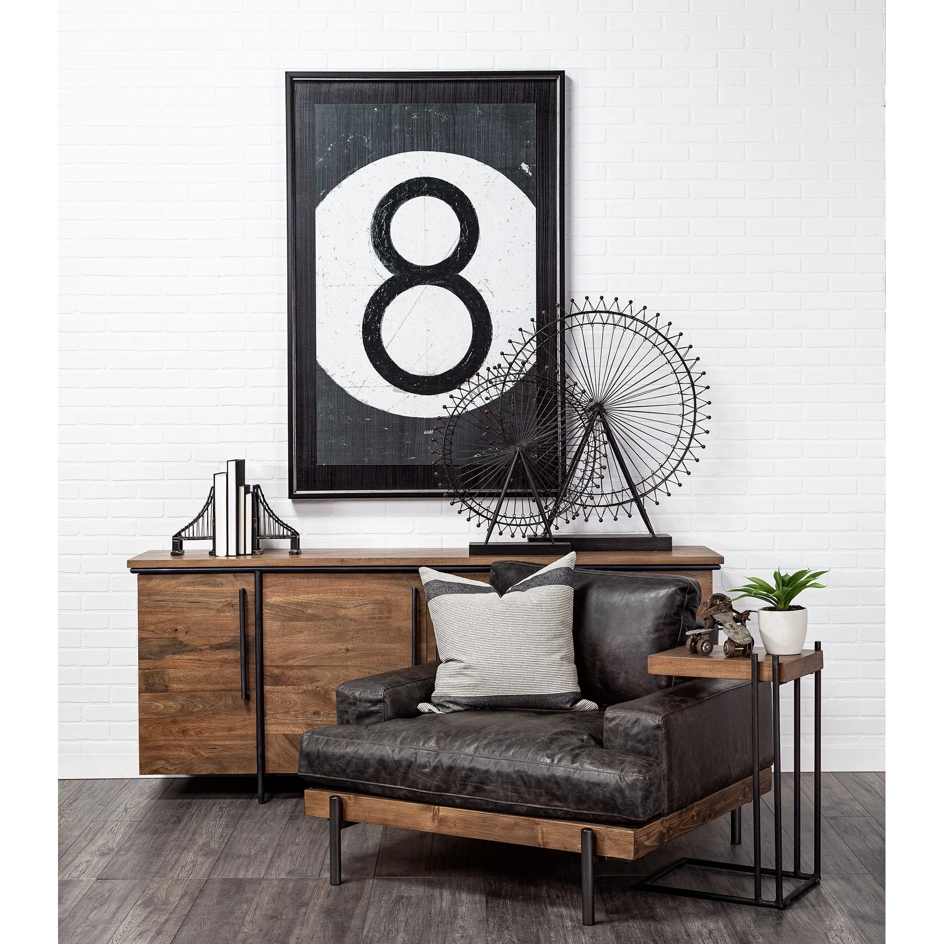 London Eye III Ferris Wheel Black Metal/Wood Accent Piece - 5.0L x 28.7W x 31.9H