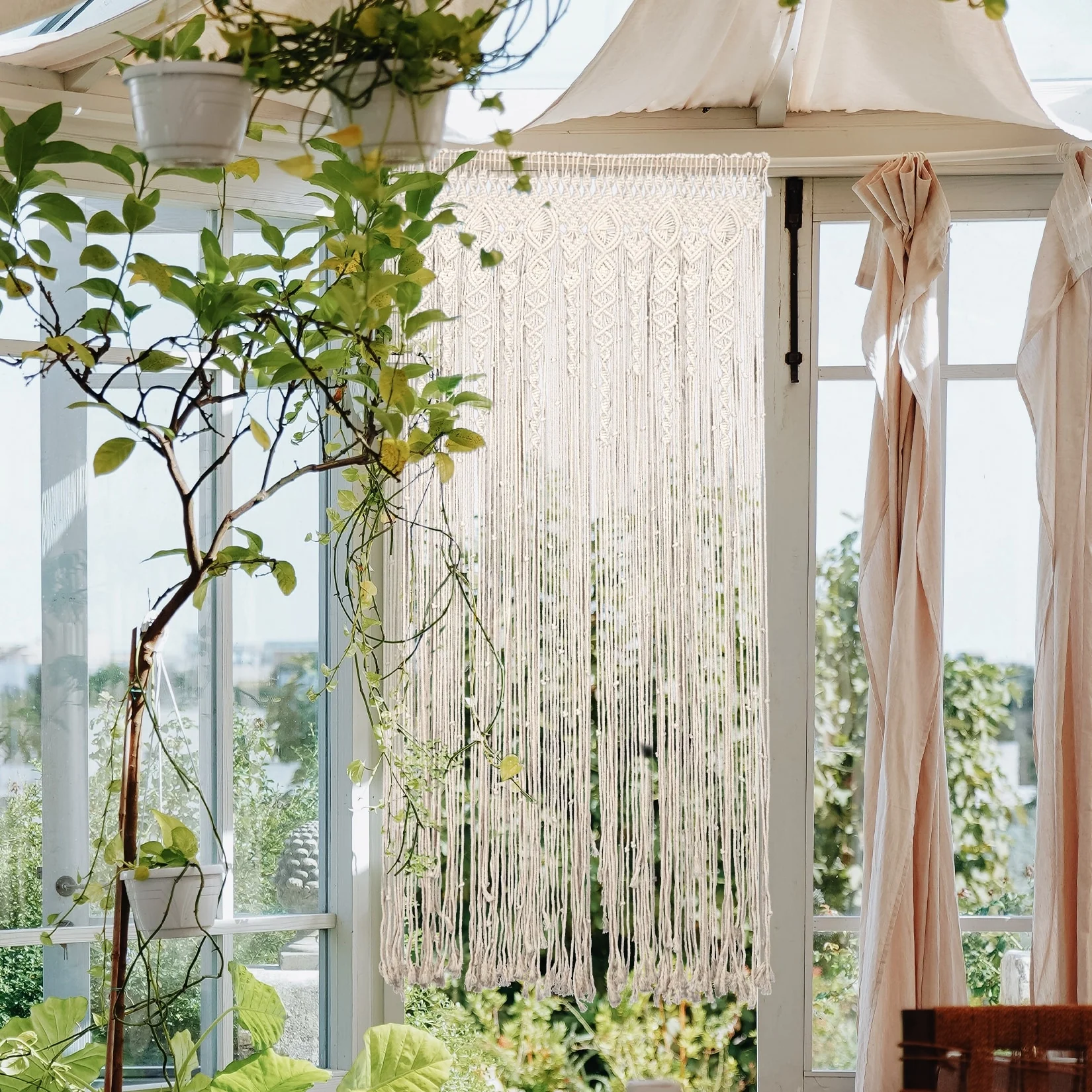 Boho Macrame Curtain Panel Hanging Backdrop Windows/Doorway/Wedding - 71