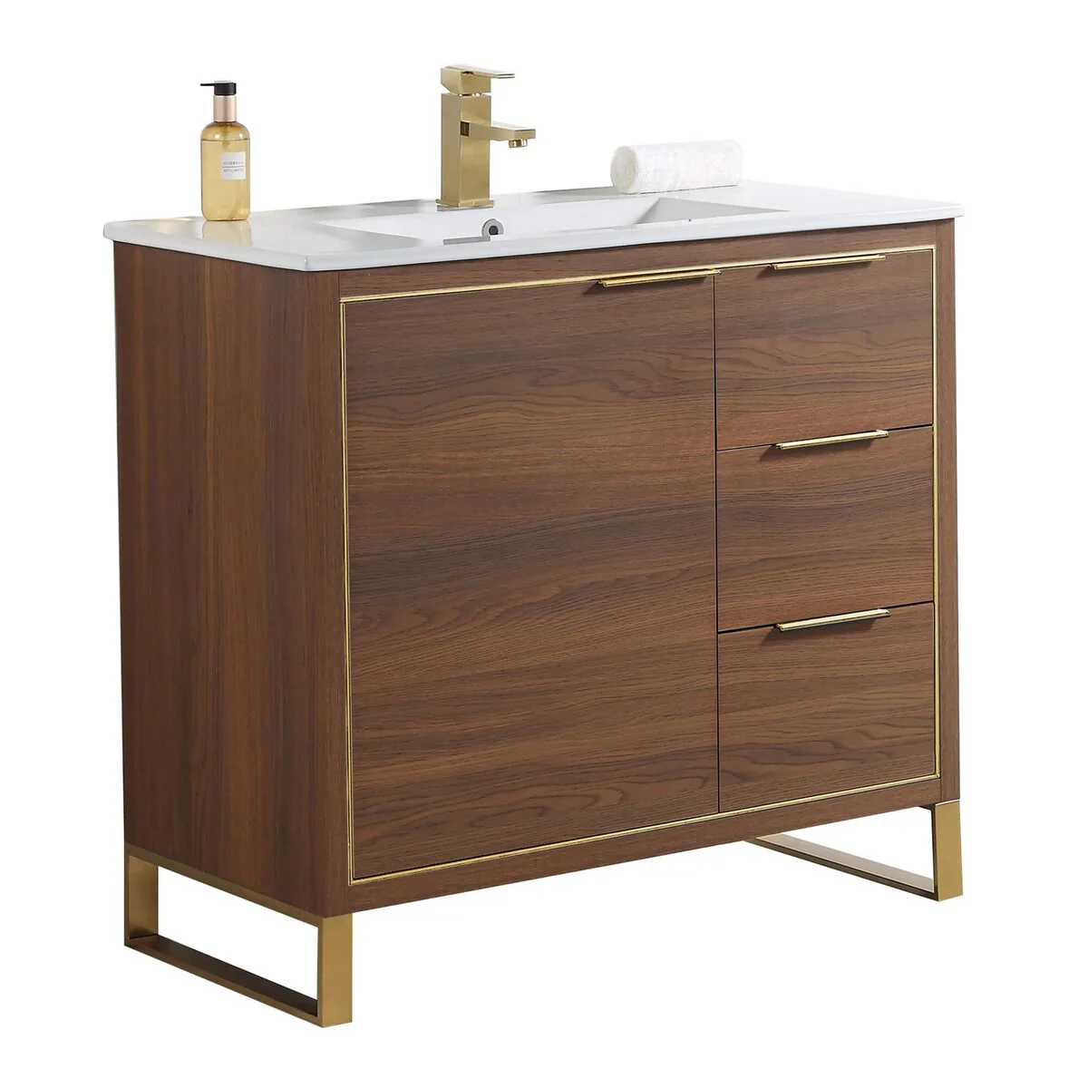 Fine Fixtures Opulence Collection Bathroom Vanity with White Ceramic Sink
