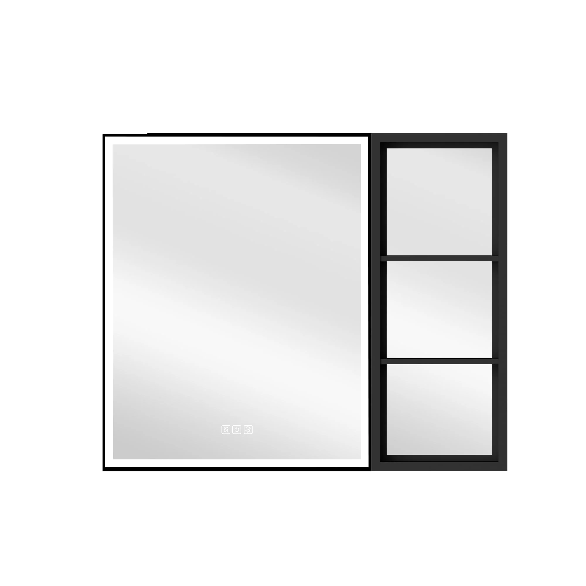 30 in. H Recessed or Surface Wall Mounted LED Mirror Cabinet With Black Side Cabinet