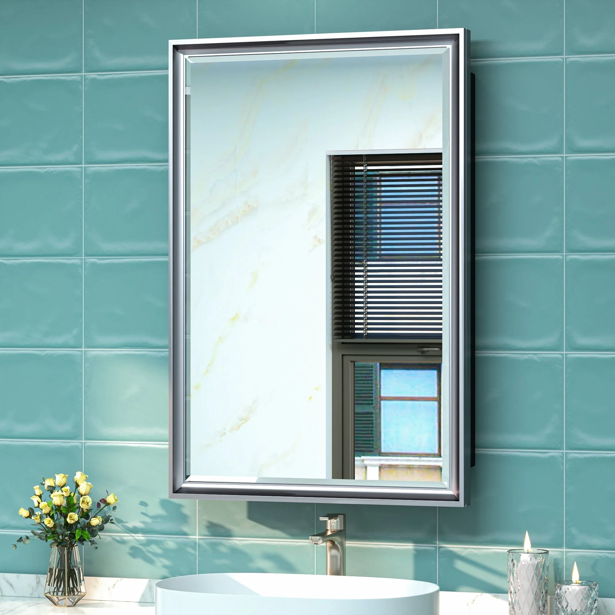 TokeShimi Medicine Cabinets for Bathroom with Mirror, Beveled Framed