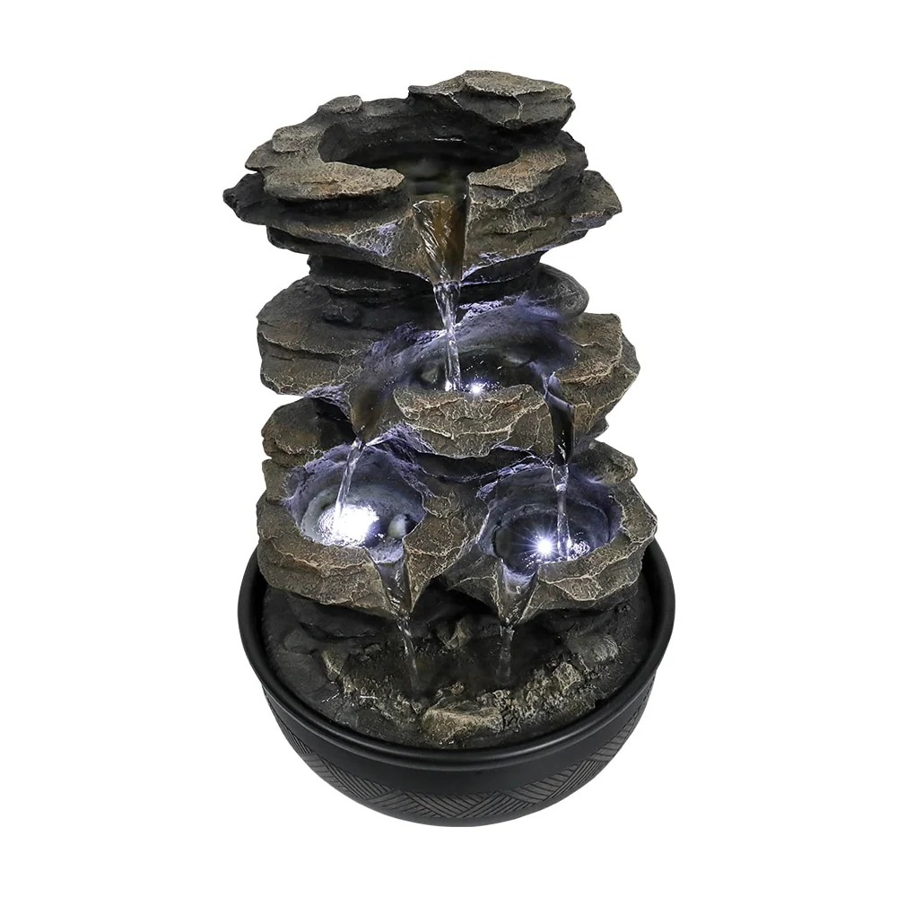 15.7'' H Tabletop Indoor Rock Waterfalls Fountains with LED Light