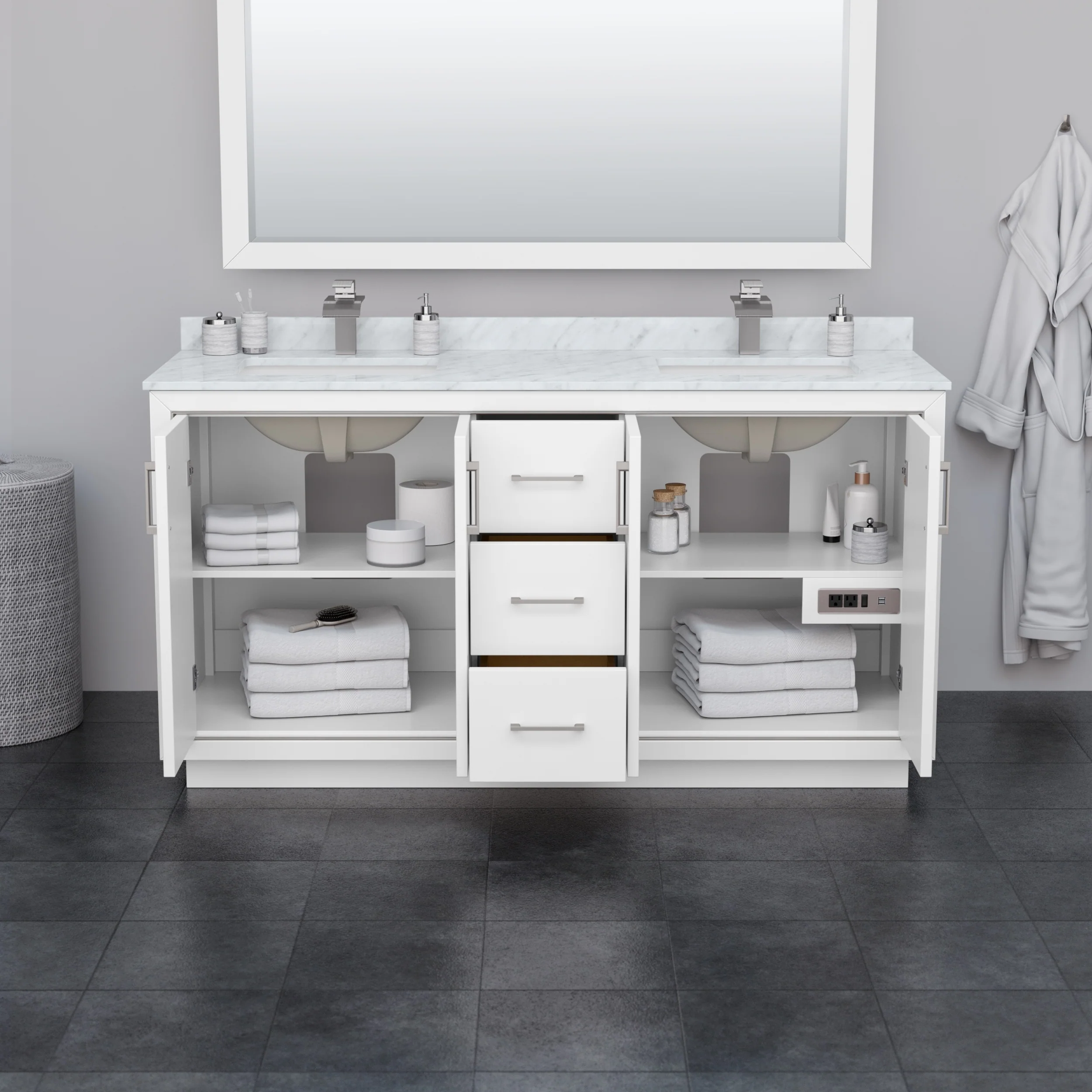 Icon Double Bathroom Vanity Cabinet, No Mirror