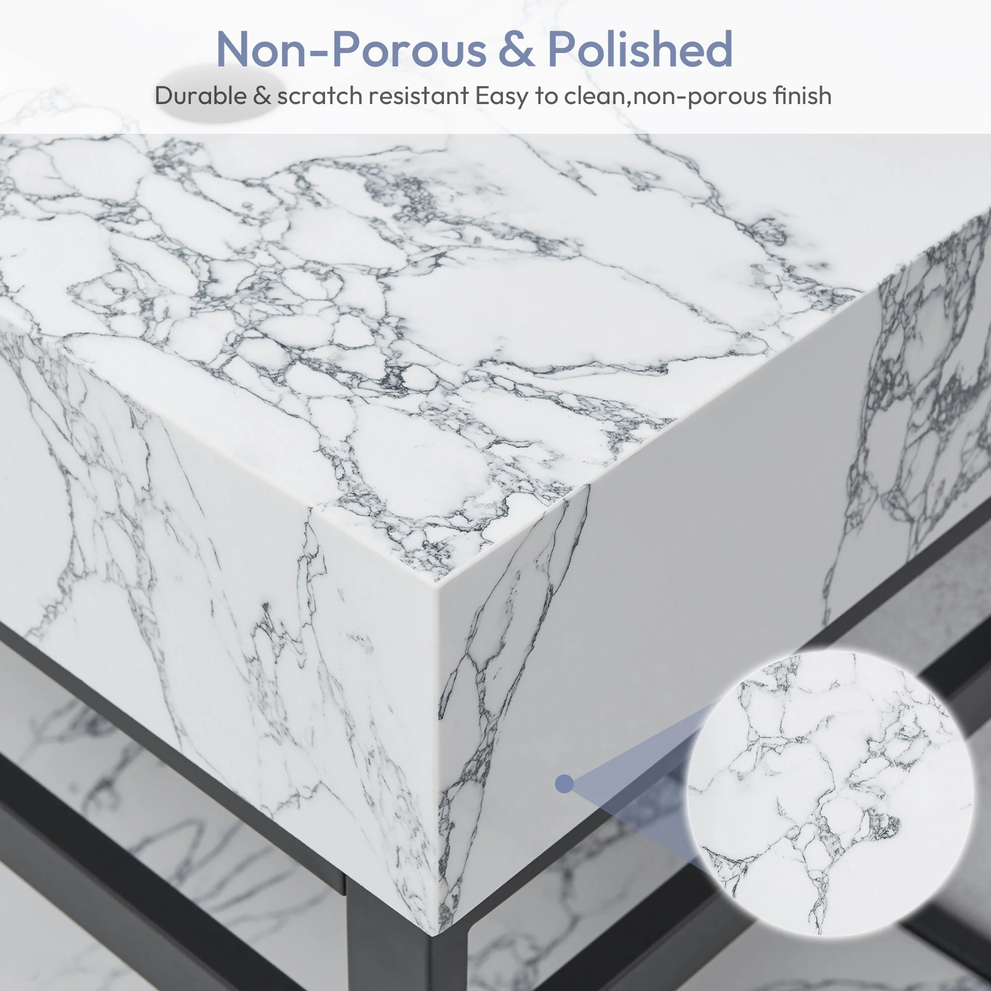 Ecija Bath Vanity, Metal Support with Composite Stone Top, no Mirror