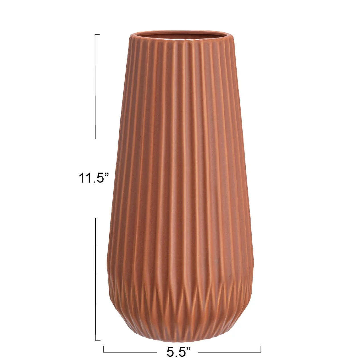 Stoneware Fluted Vase with Embossed Lines - 5.5