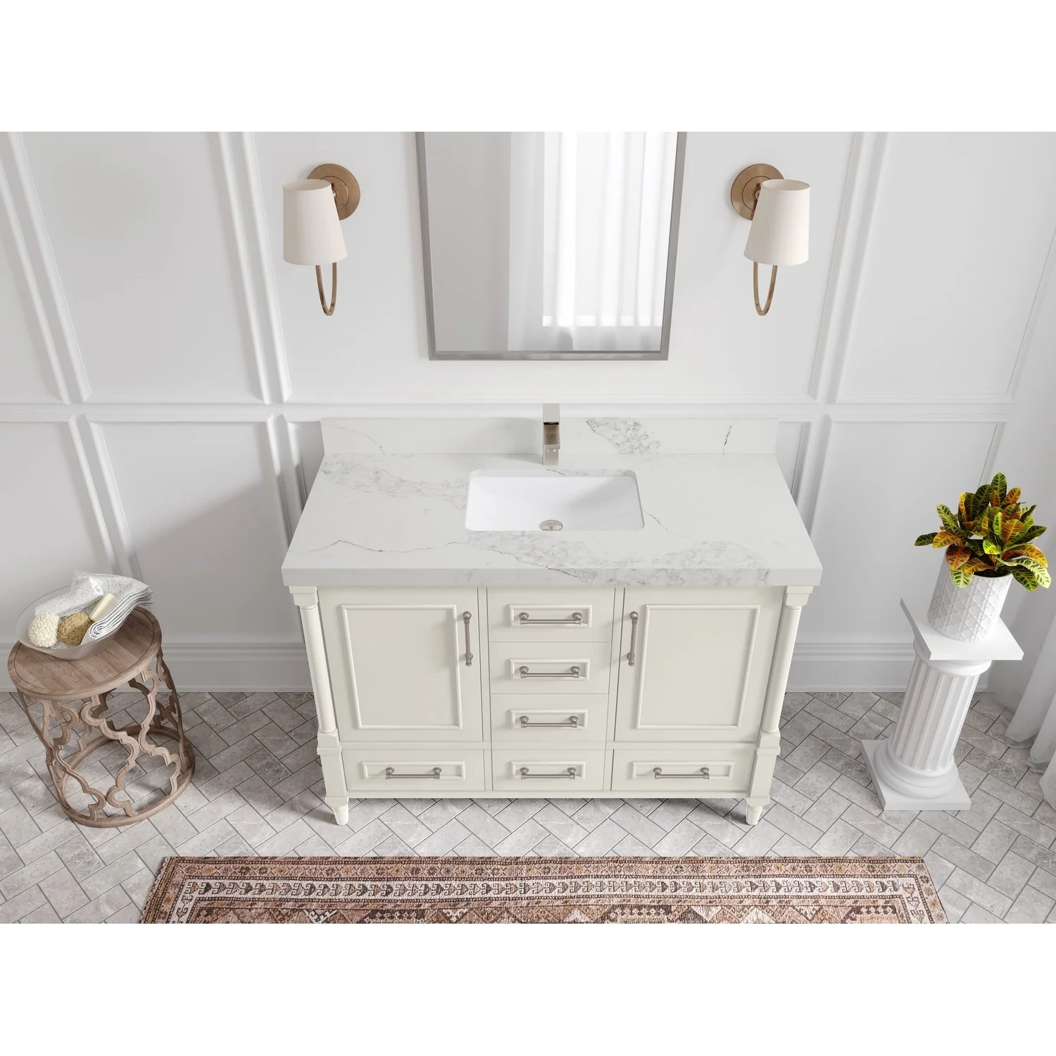 Willow Collections 48 in. W x 22 in. D Aberdeen Single Bowl Sink Bathroom Vanity with Countertop