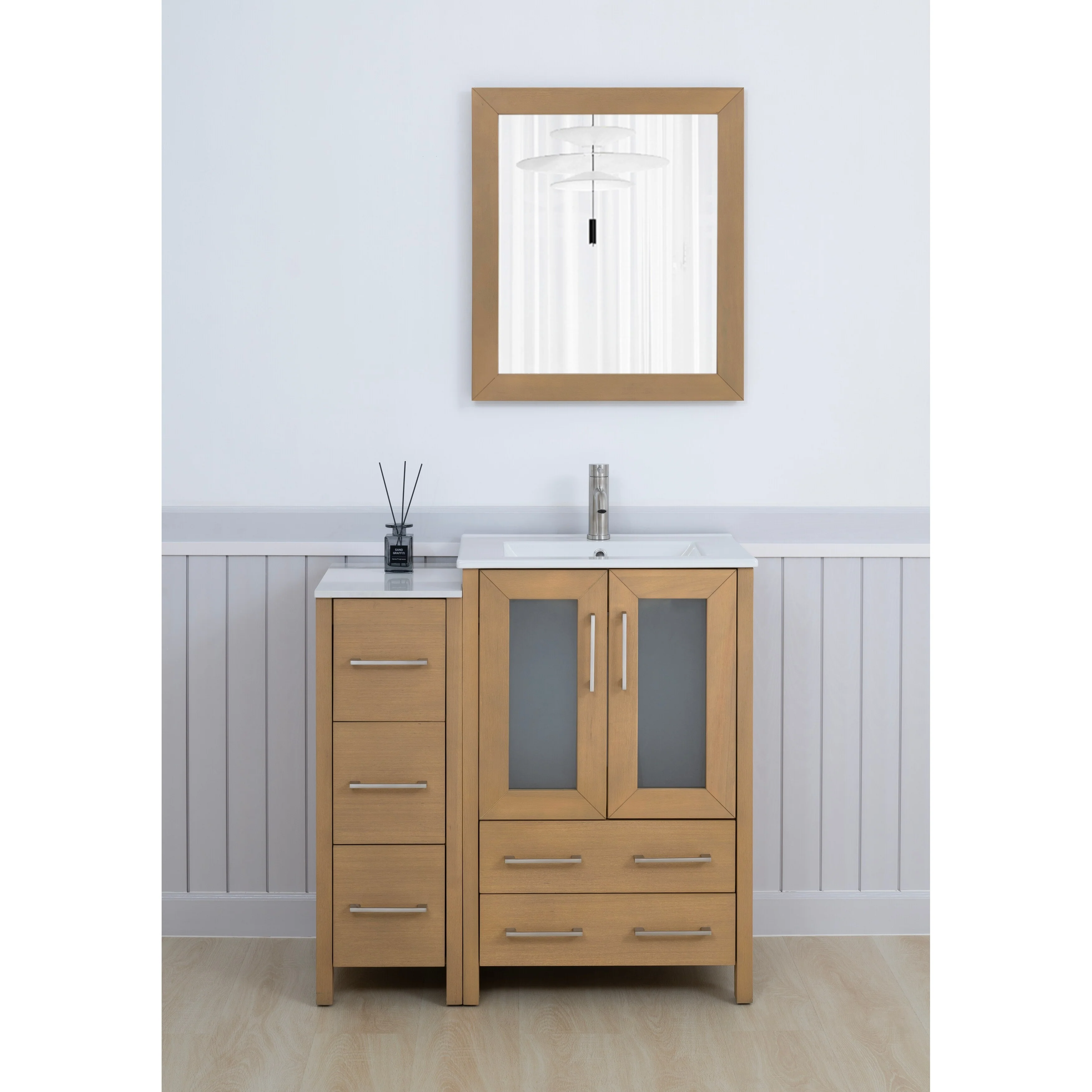 Vanity Art 36-Inch Single Sink Bathroom Vanity with Top & Free Mirror - 36 X 18.1 X 35.8