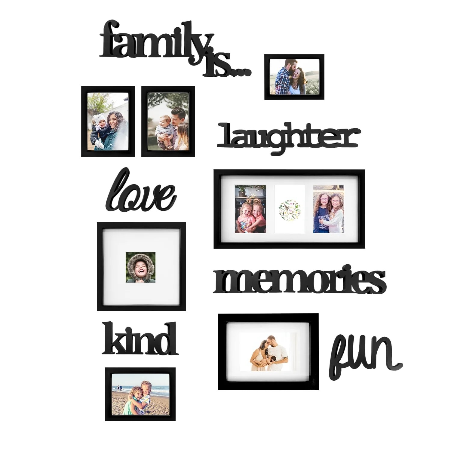 Elegant 9 Photo Black PVC Photo Frame Wall Hanging Picture Frame