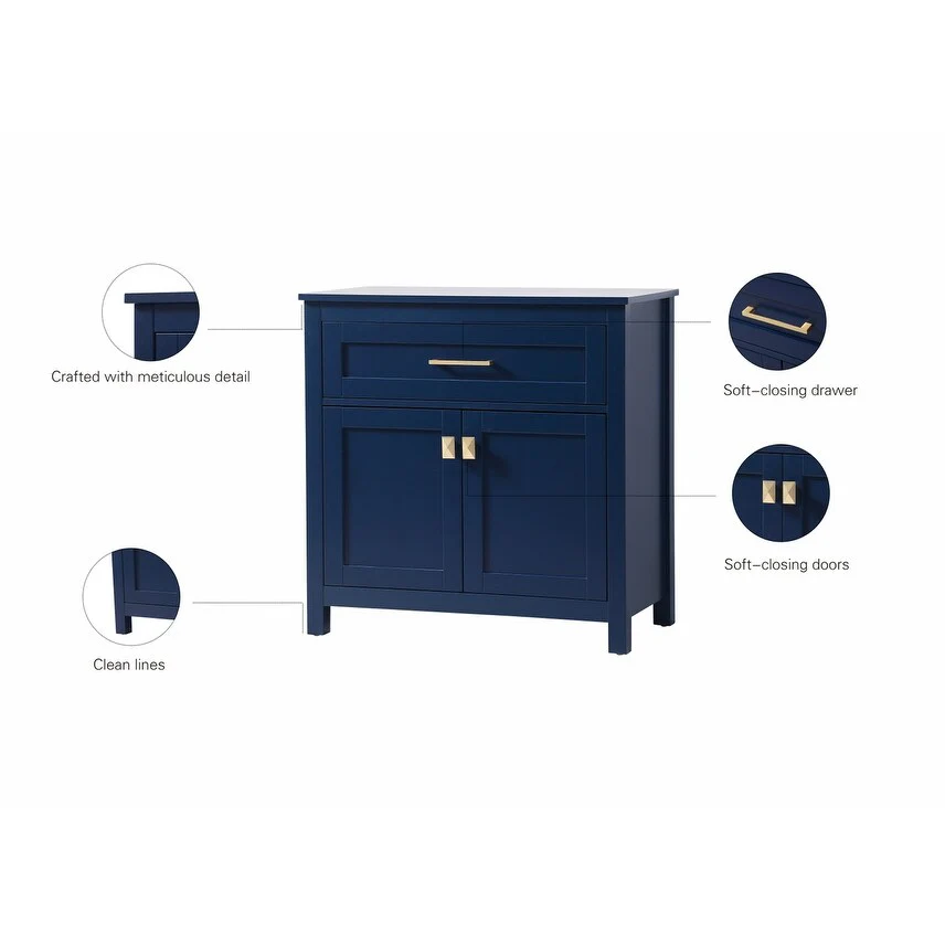 Indigo Home 30 Inch Bathroom Storage Freestanding Cabinet - 30 x 16