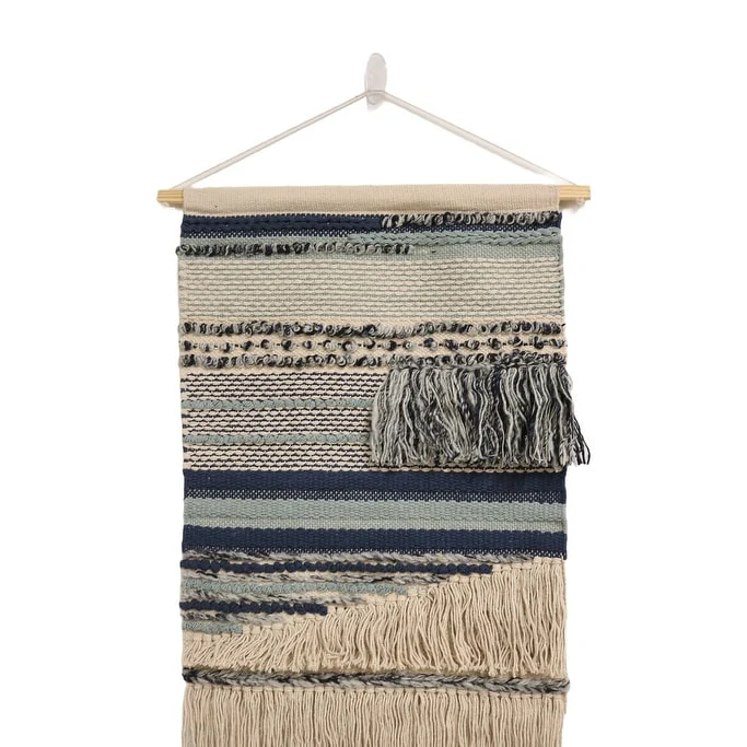 Home&Manor Wool and Cotton Large Macrame Wall Hanging with Rod Included - Exact Size