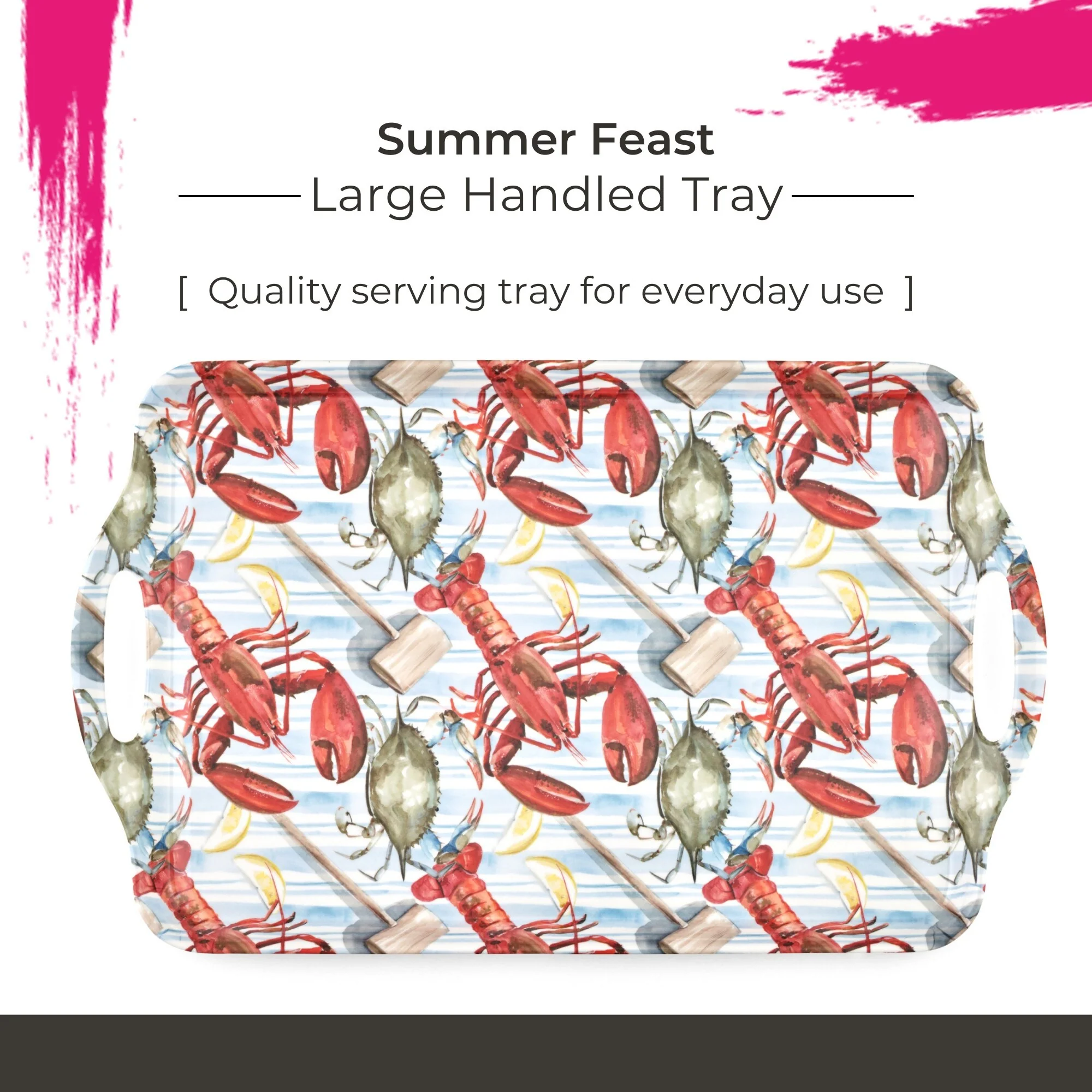 Pimpernel Summer Feast Collection Large Handled Tray - 18.9 Inch x 11.6 Inch