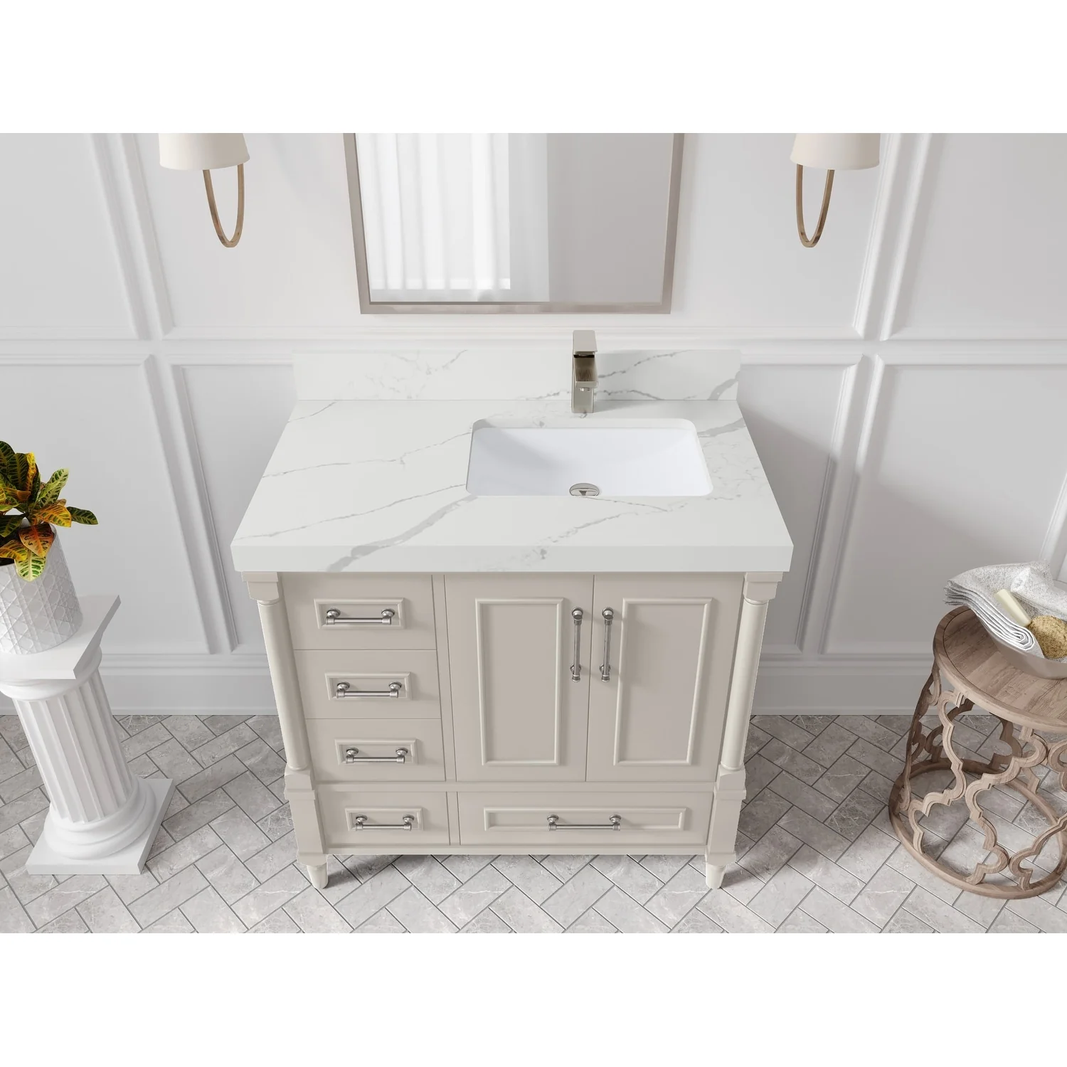Willow Collections 36 in. W x 22 in. D Aberdeen Right Offset Sink Bathroom Vanity with Countertop
