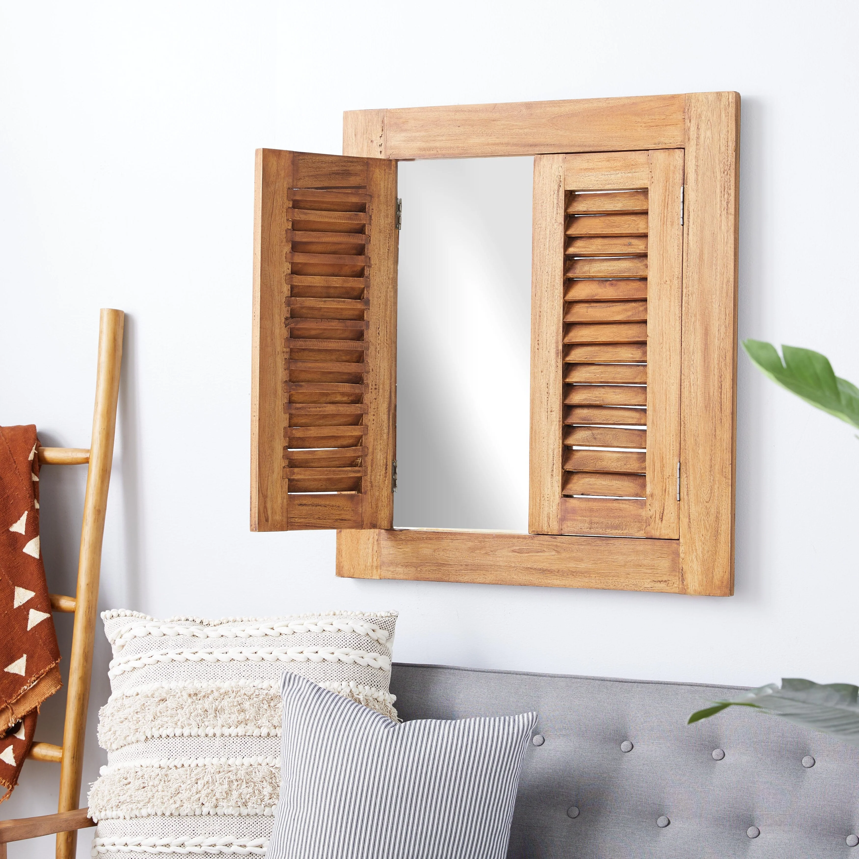 Wood Wall Mirror - Brown - Roche River Decor