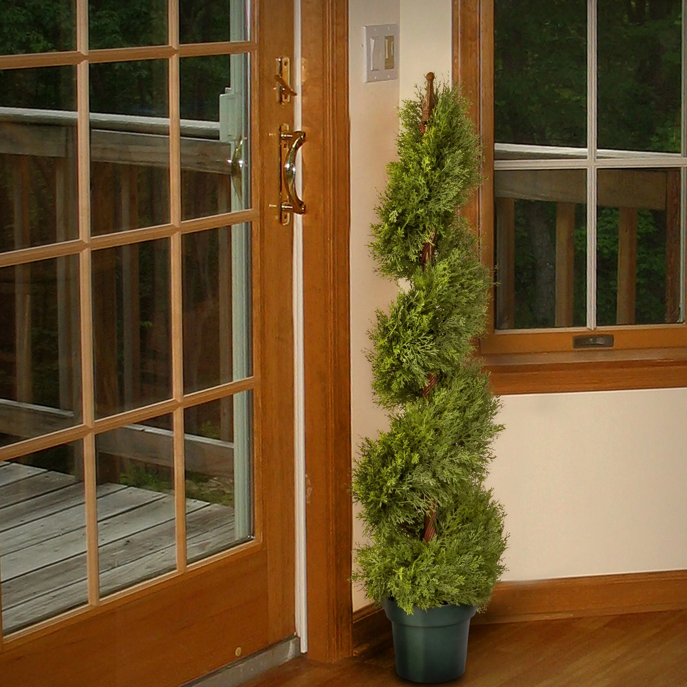National Tree Company 48 in. Juniper Slim Spiral with Green Pot - 48 IN