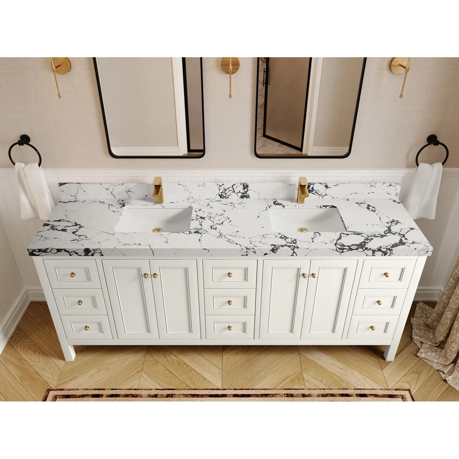 Willow Collections 84 in. W x 22 in. D Nashville Double Bowl Sink Bathroom Vanity with Countertop