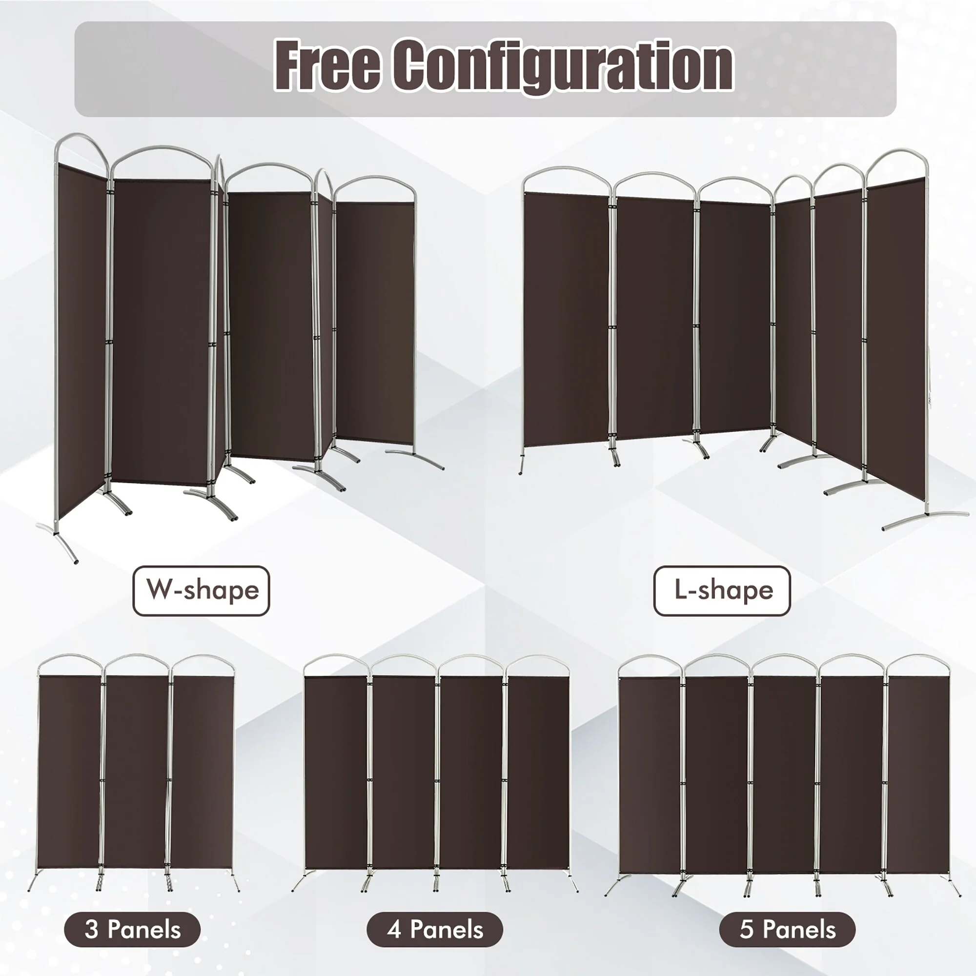 Costway 6 Panels Folding Privacy Screen 6 Ft Tall Fabric Privacy