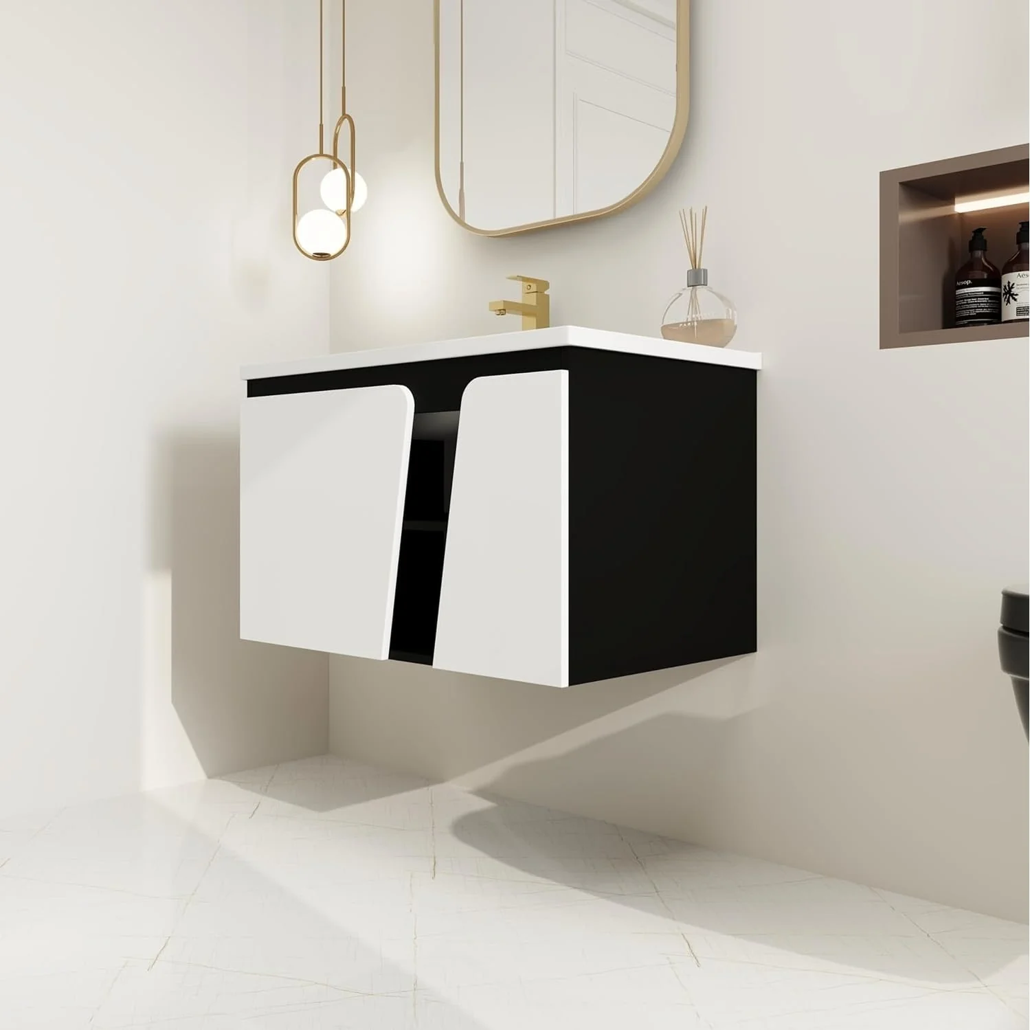 BNK 28/ 32/36/40 Inch Single Sink Bathroom Vanity with Soft Close Door, Modern Floating Vanity